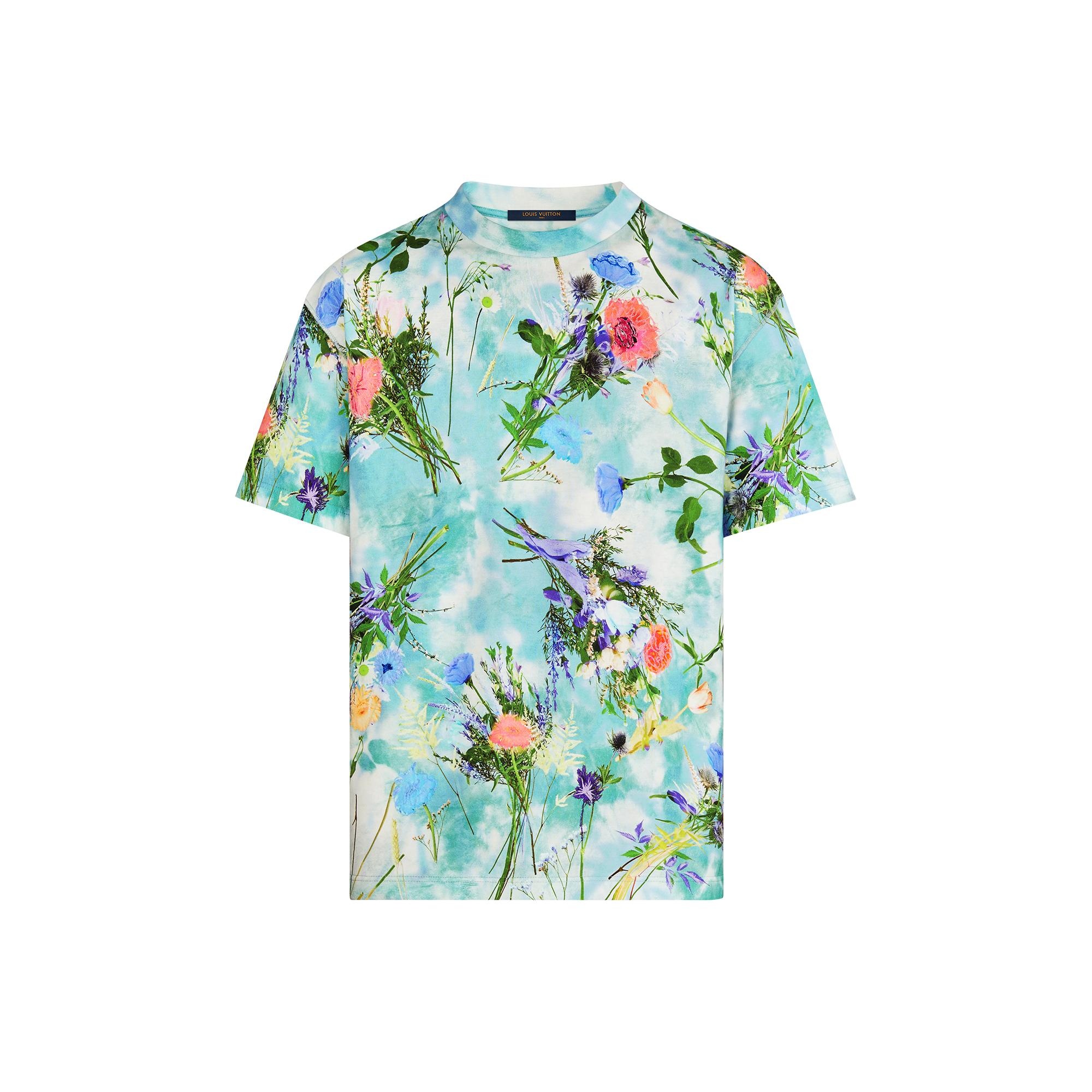Printed and Embroidered Flower T-Shirt - 1