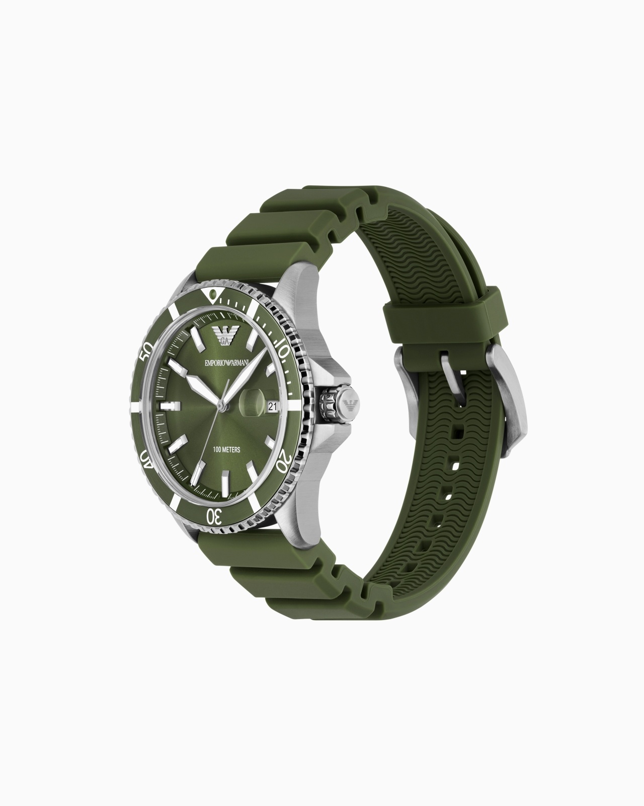 WORLD EXPLORER THREE-HAND DATE GREEN SILICONE WATCH - 2