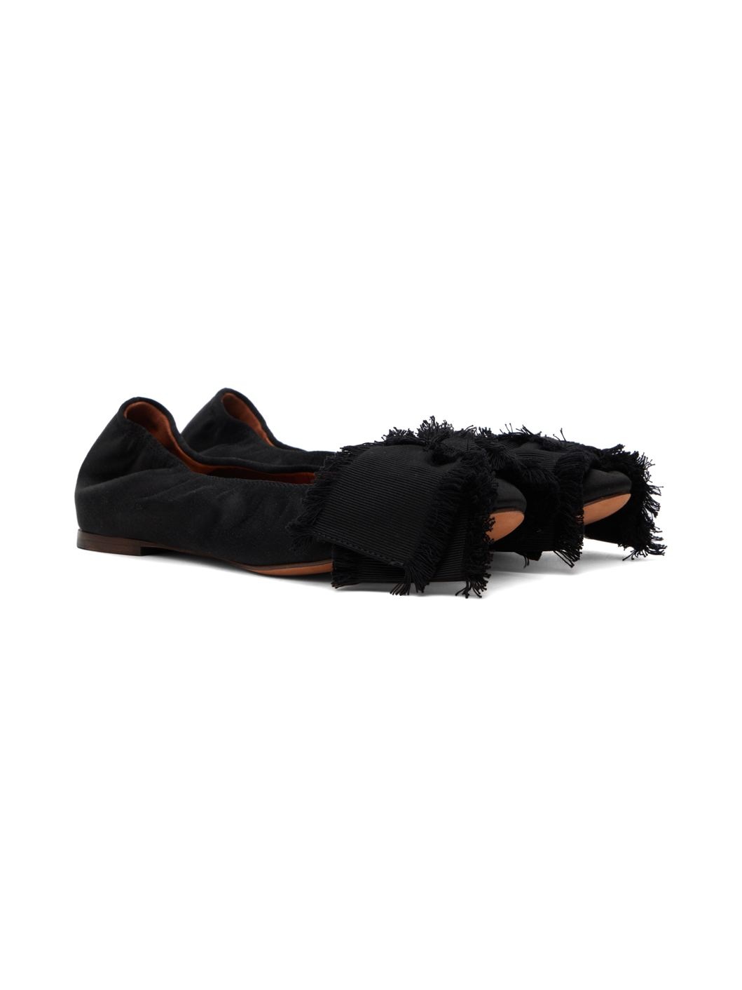 Black Satin Bow Ballerina Flats - 4