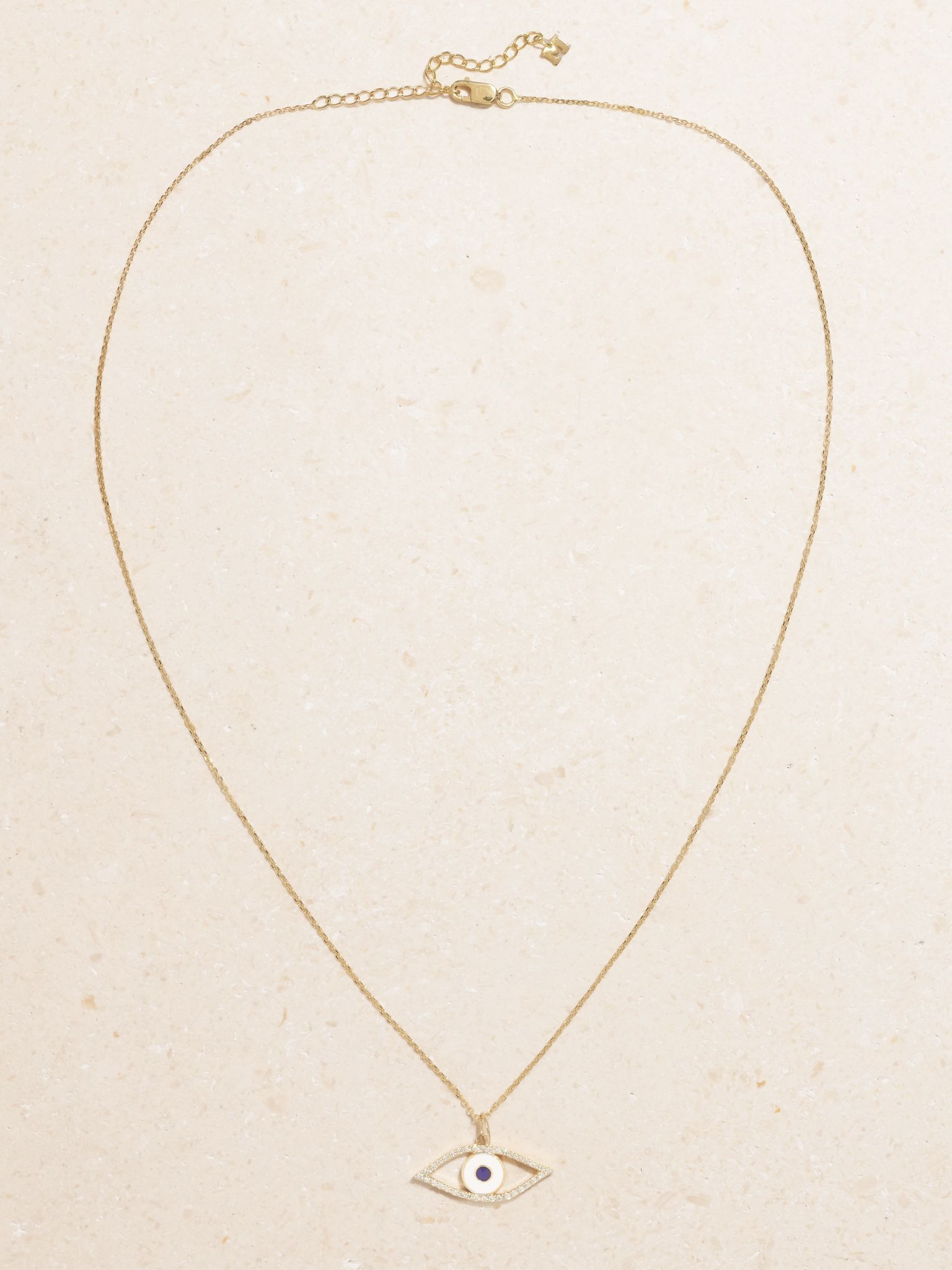 Eye of Protection 14-karat gold, enamel and diamond necklace Gold - 4