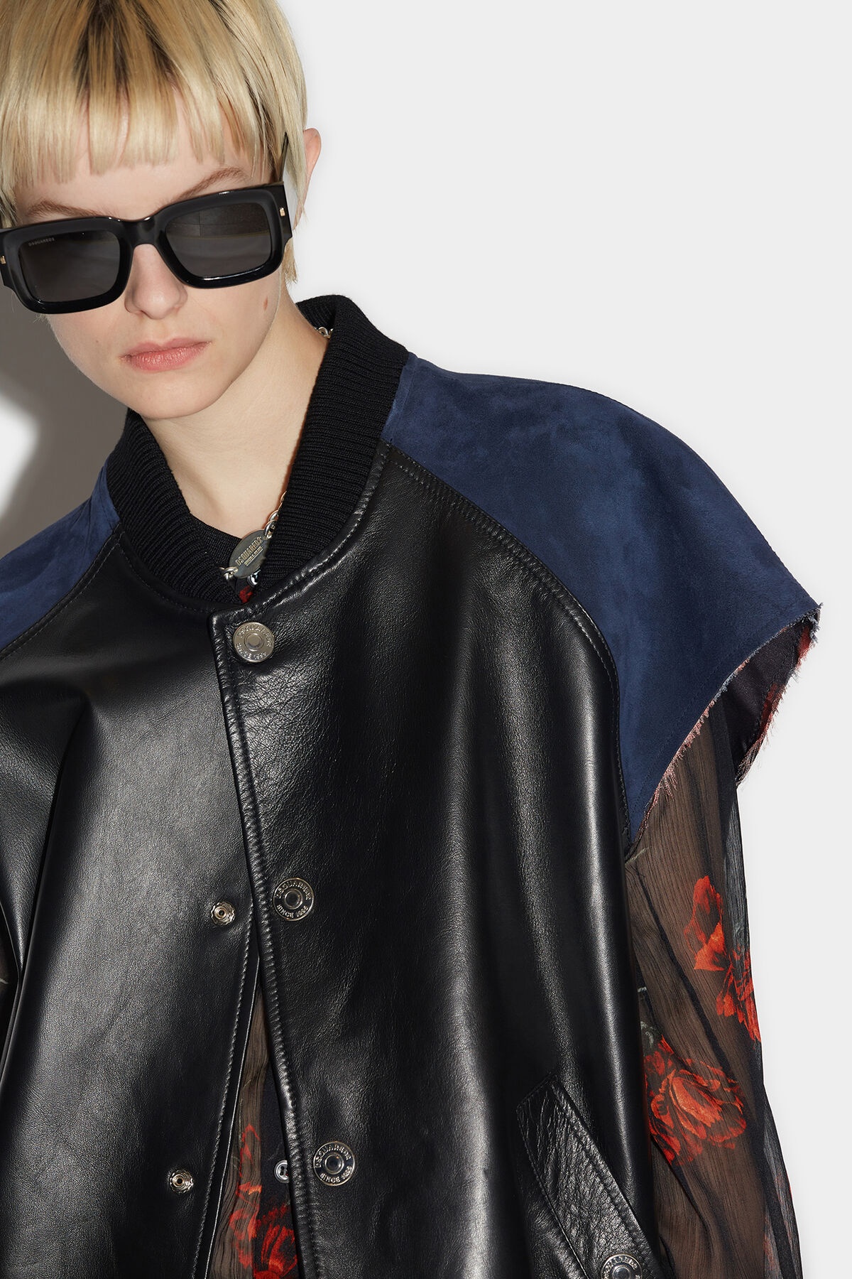 LEATHER OVER BOMBER VEST - 4