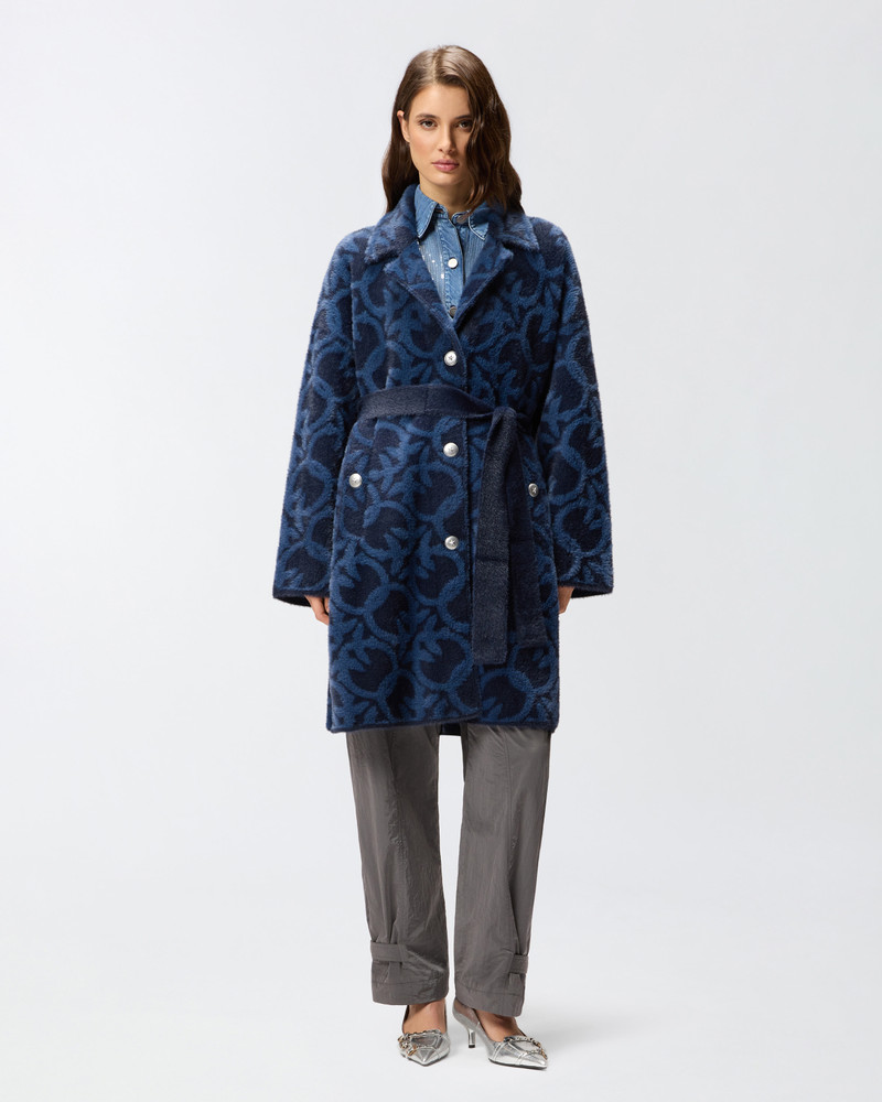 VELOUR-EFFECT COAT WITH JACQUARD LOGO 3