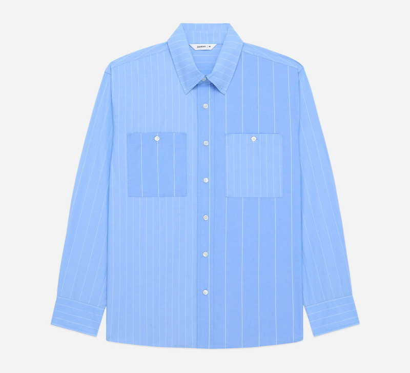 Commuter Shirt ~ Blue Mismatch Stripe Poplin - 1