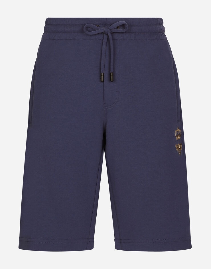 Jersey jogging shorts with embroidery - 1