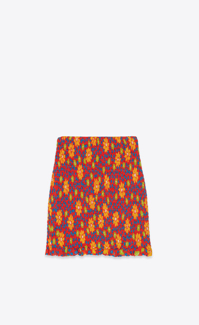 SAINT LAURENT smocked mini skirt in floral silk outlook