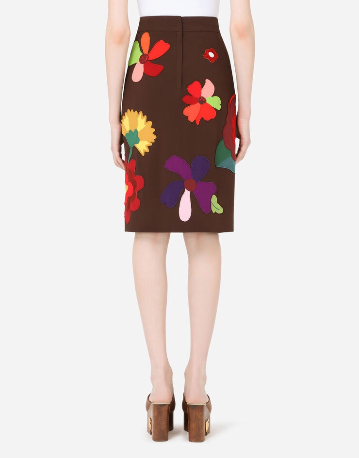 Cady midi skirt with floral patches and slit - 2