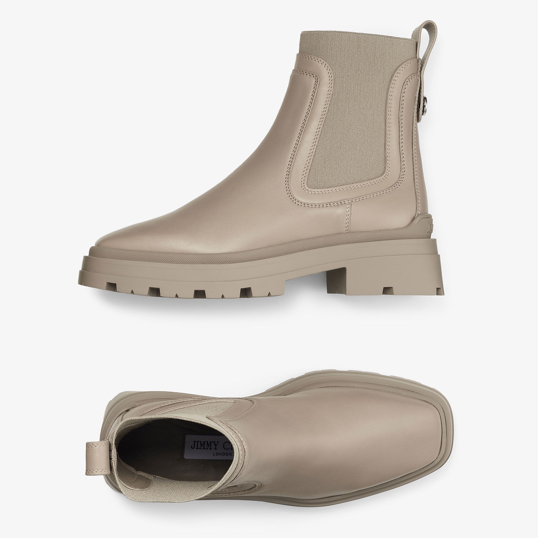 【関税込み】Jimmy Choo トープ Veronique 45 ブーツ JIMMY CHOO Veronique 45 Taupe Smooth Leather Ankle Boots