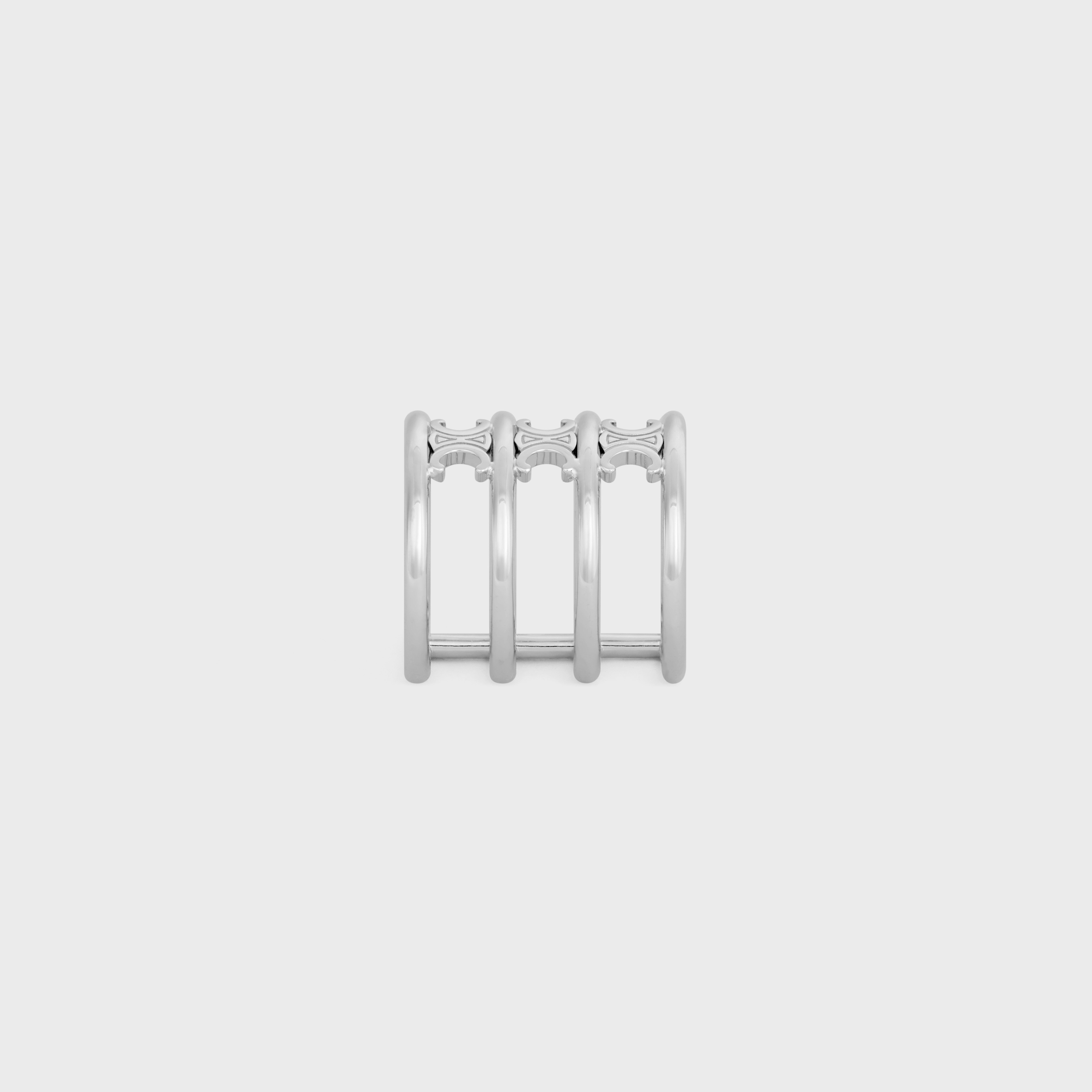 CELINE Triomphe Cage Ring in Brass with Rhodium Finish