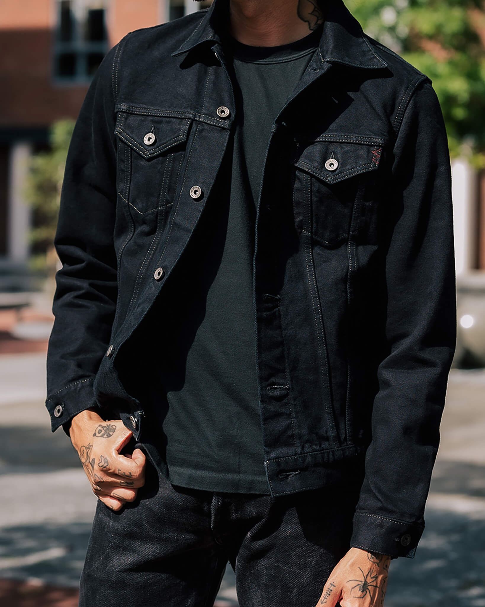 IH-526J-142OD 14oz Selvedge Denim Modified Type III Jacket - Indigo Overdyed Black - 4