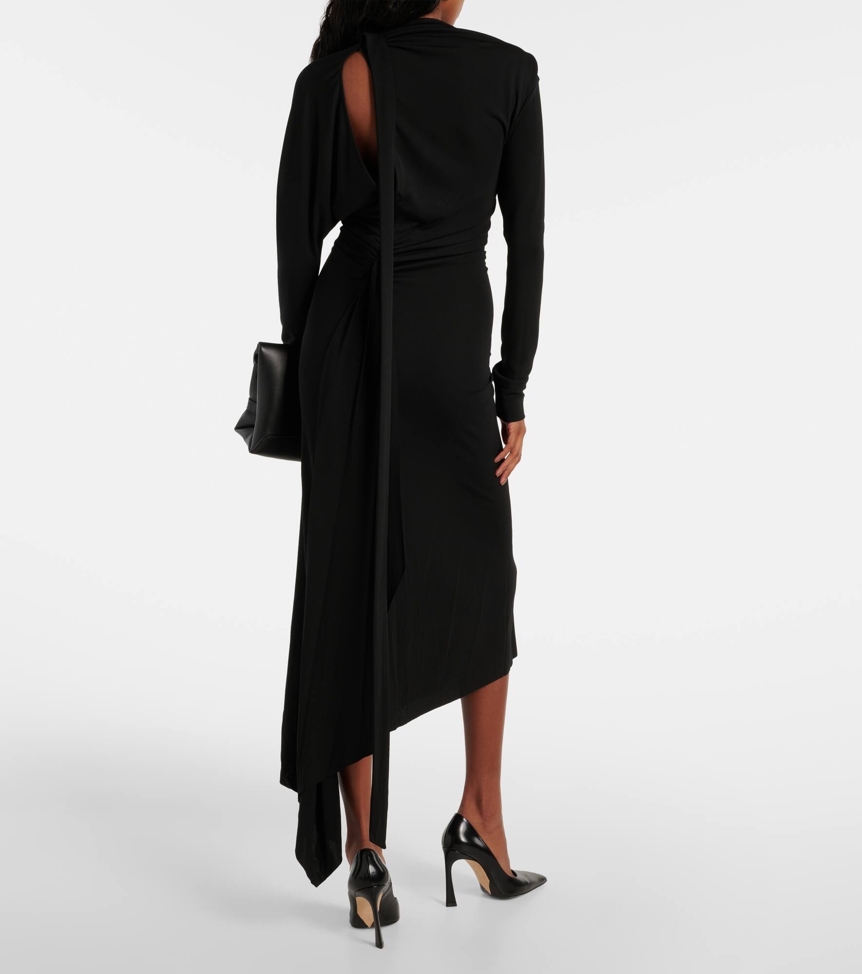 Asymmetric ruched midi dress - 3