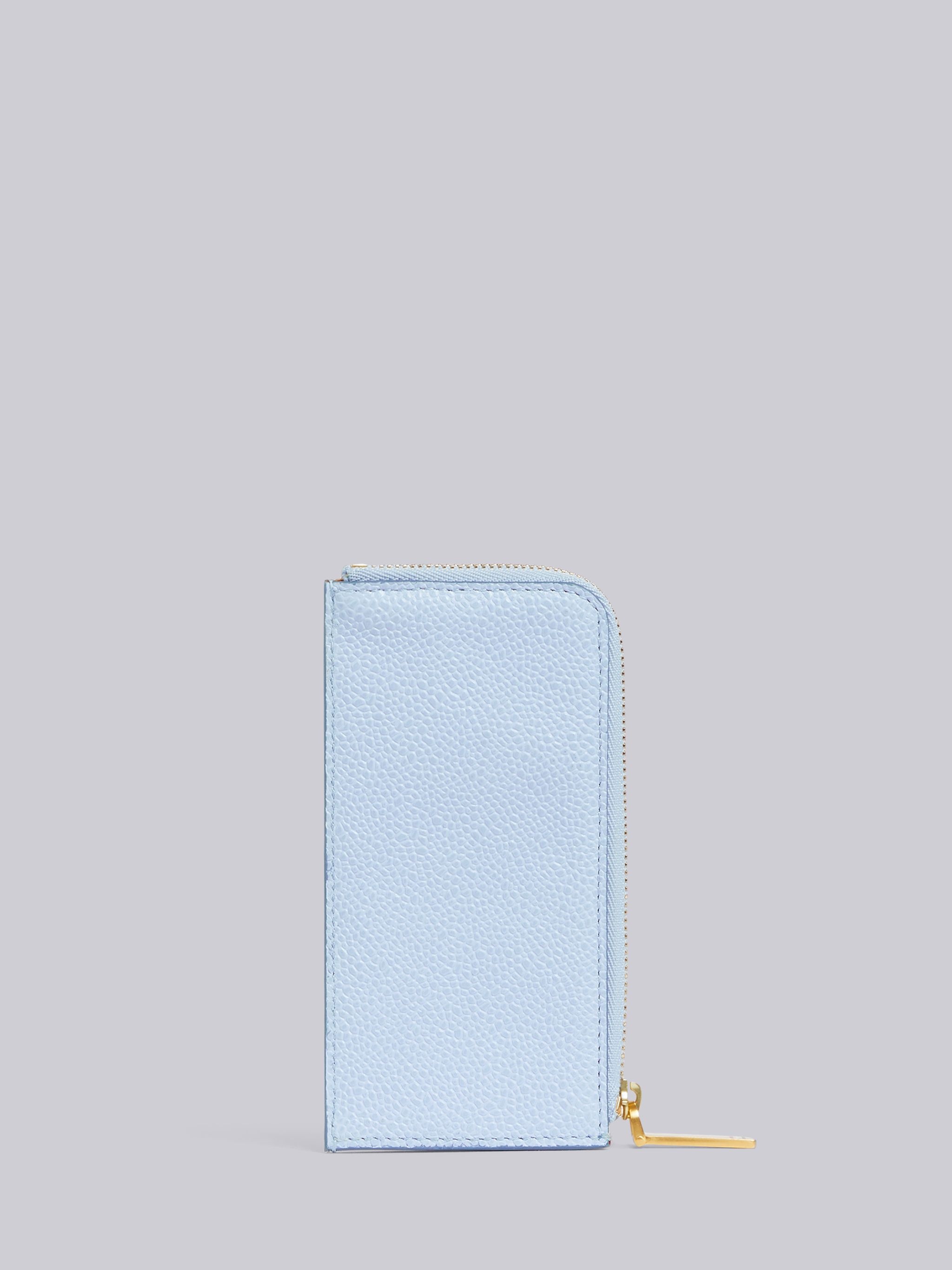 Light Blue Pebbled Half-Zip Around Wallet - 4