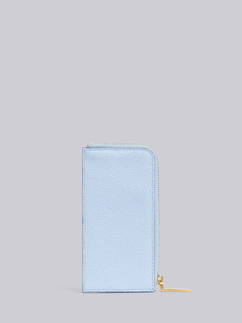 Light Blue Pebbled Half-Zip Around Wallet 4