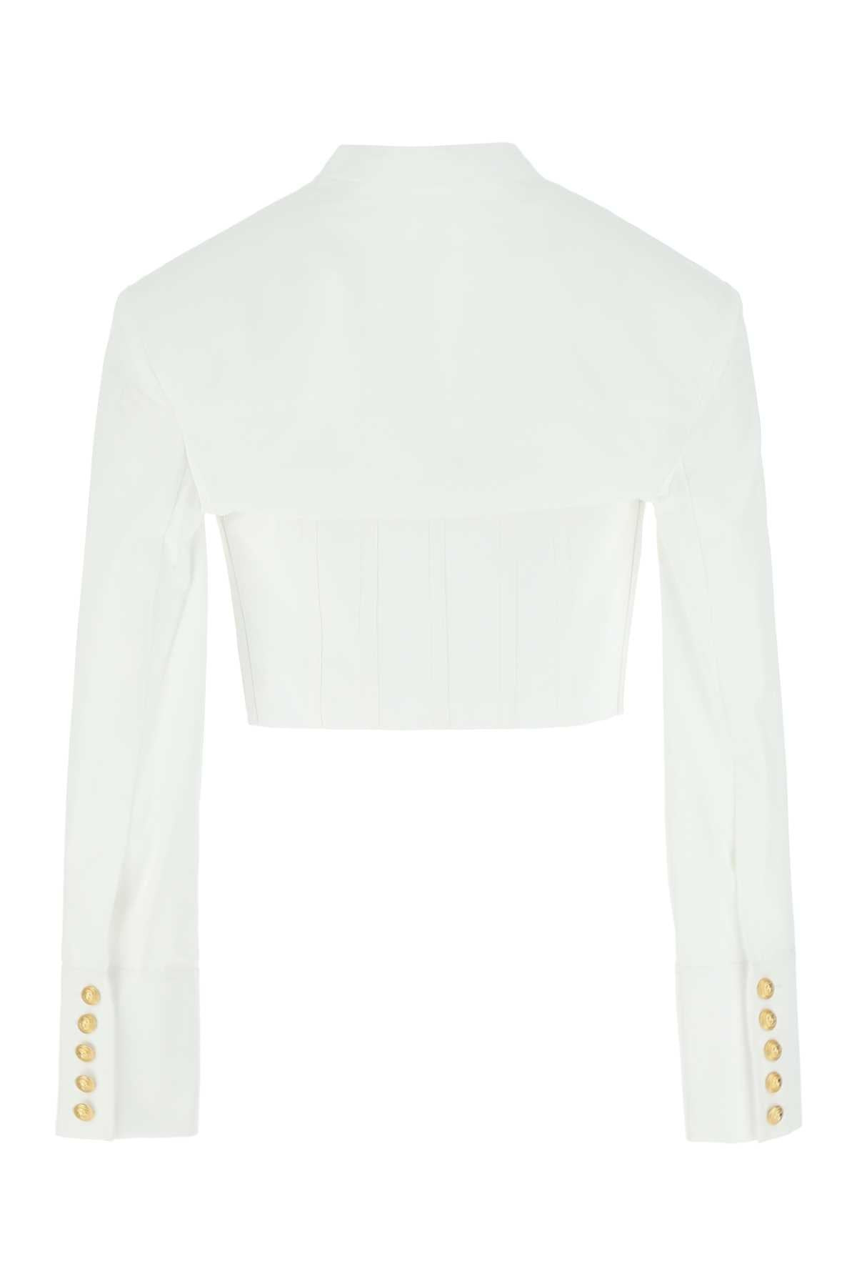 Balmain Women White Poplin Shirt - 2