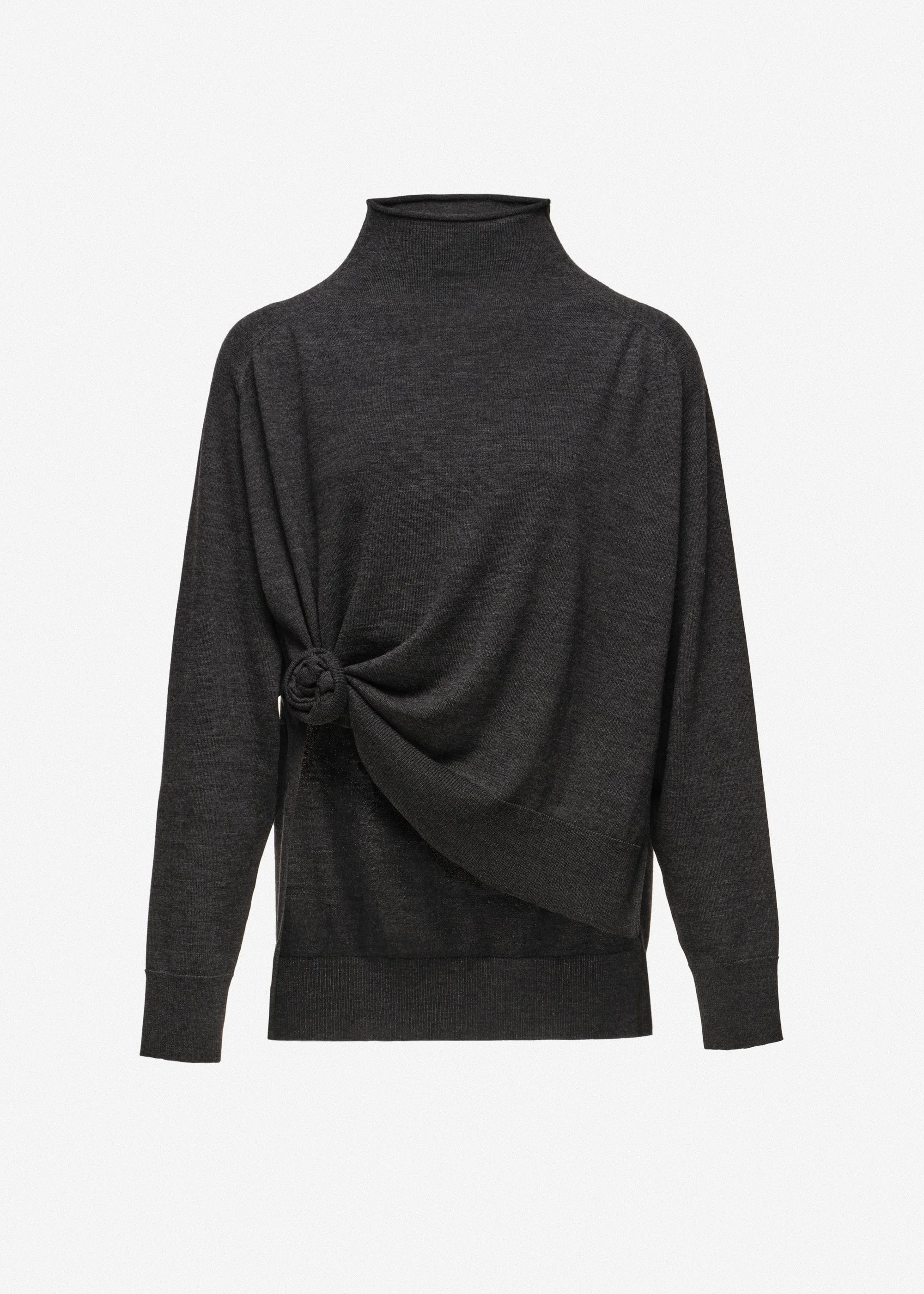 Knotted wool turtleneck in grey - 1
