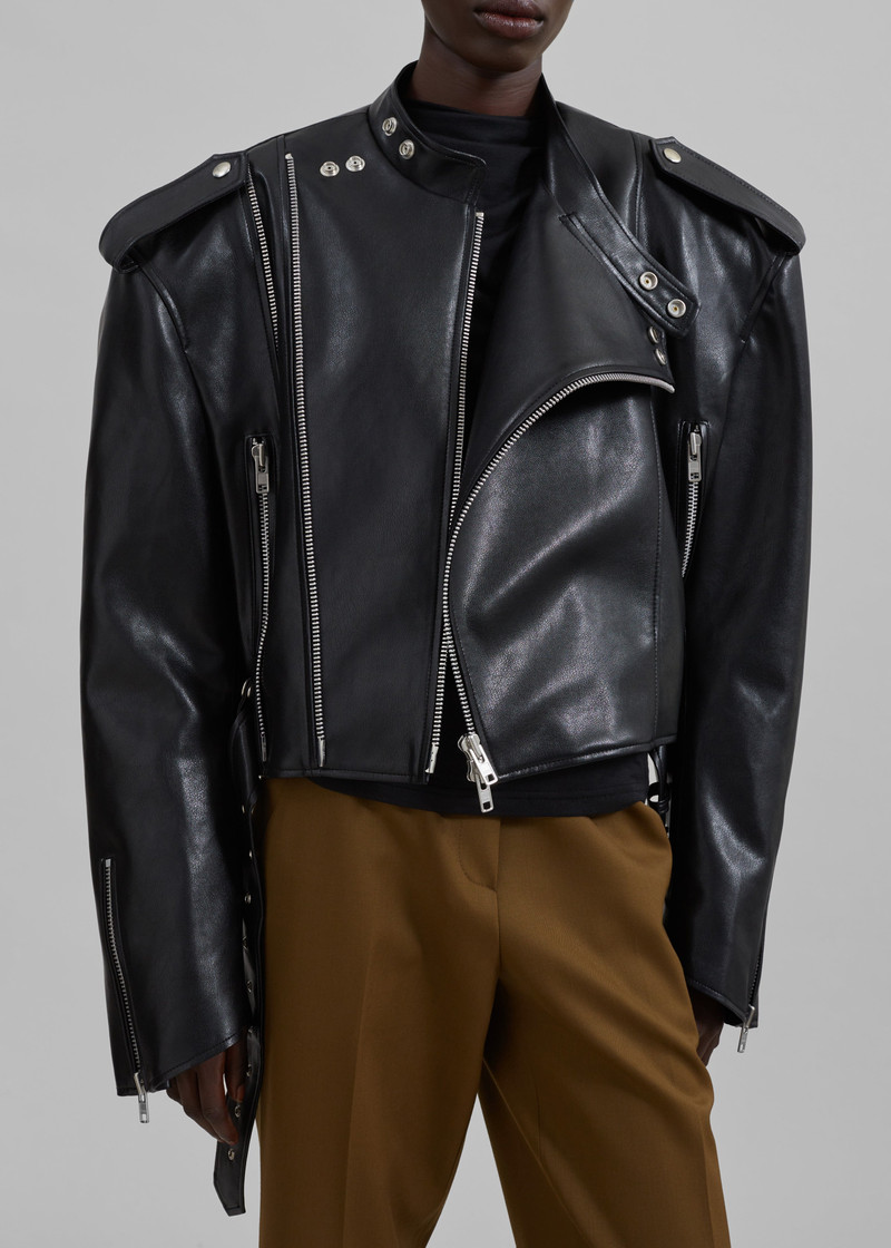 Teagan Boxy Faux Leather Jacket - Black 8