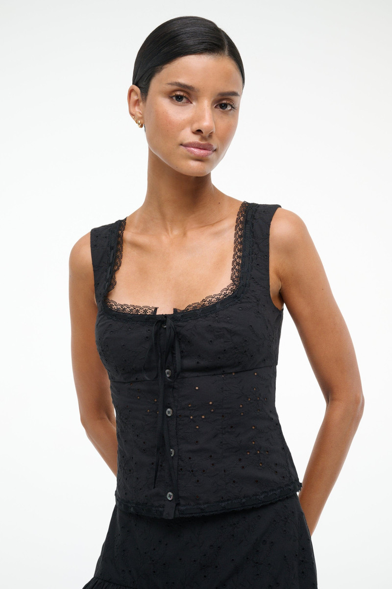 STAUD STAUD LOU TOP BLACK EYELET outlook