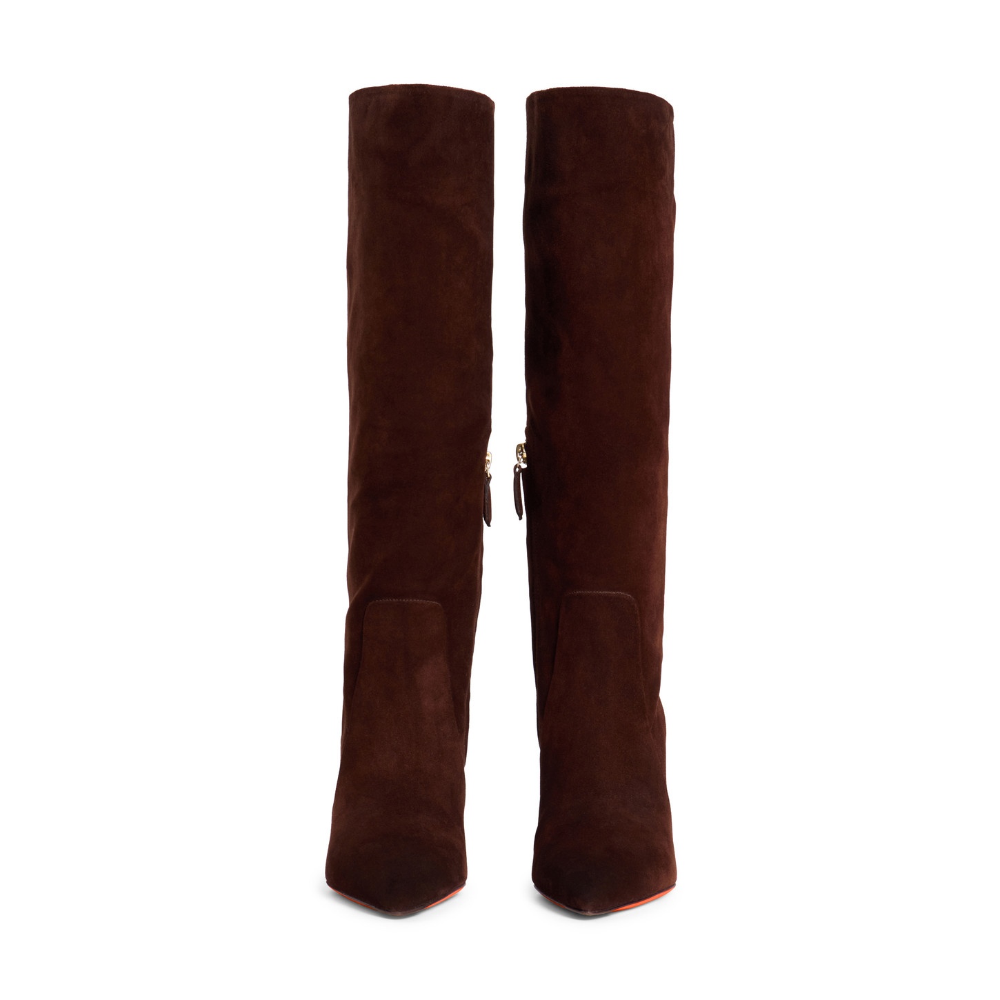 Women's dark brown suede high-heel boot - 5