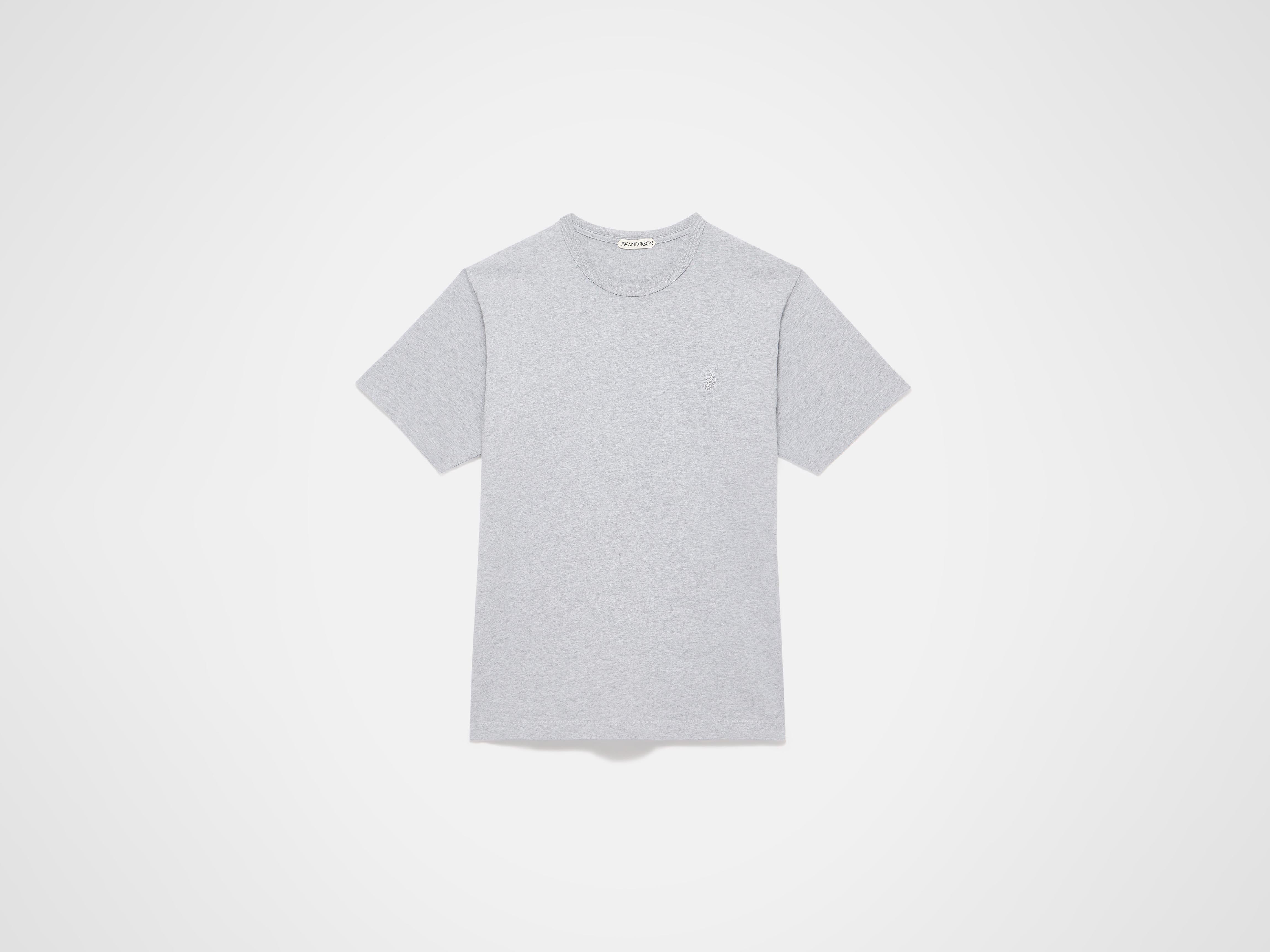EMBROIDERED ANCHOR T-SHIRT IN MID GREY MELANGE - 1