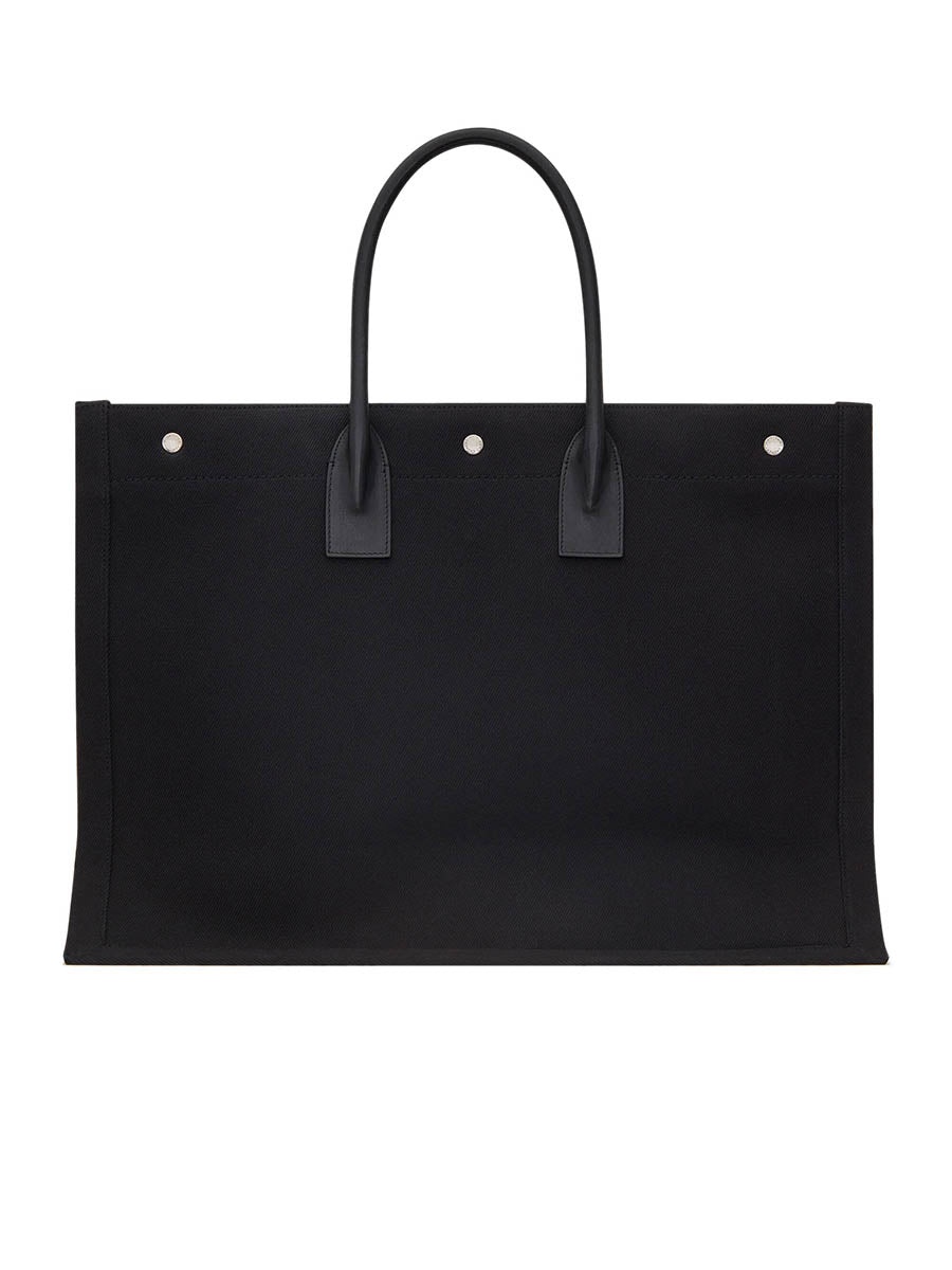Rive Gauche Tote Bag in Linen and Leather - 4