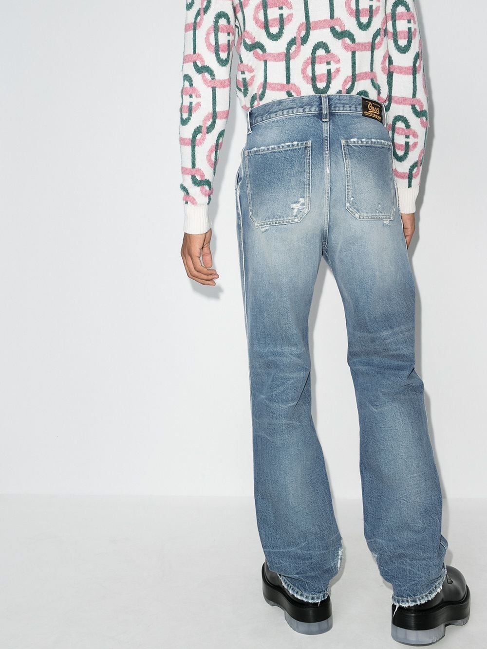 distressed-effect straight-leg jeans - 3