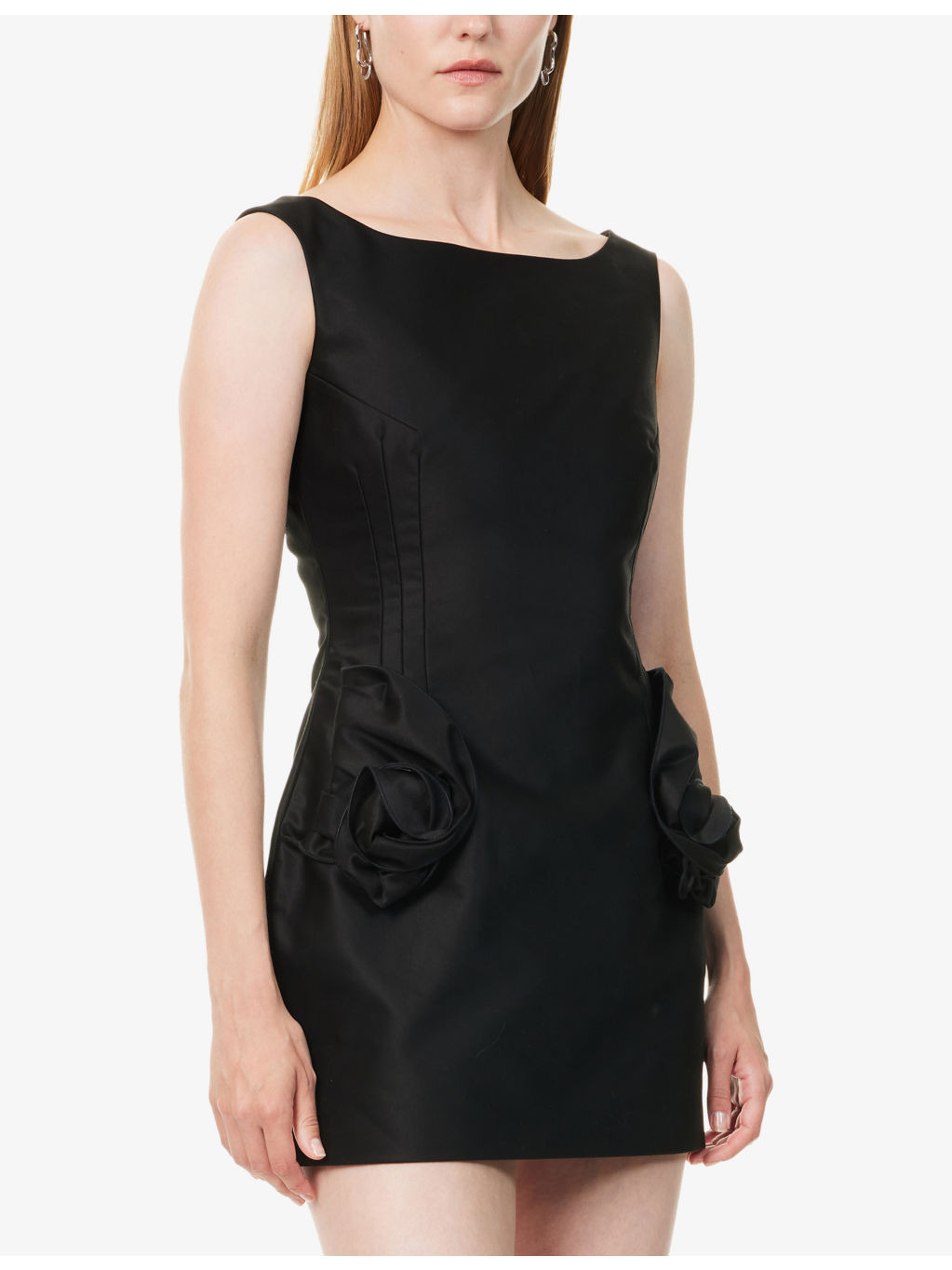 Flower-Embellished Flared Cotton Mini Dress - 3
