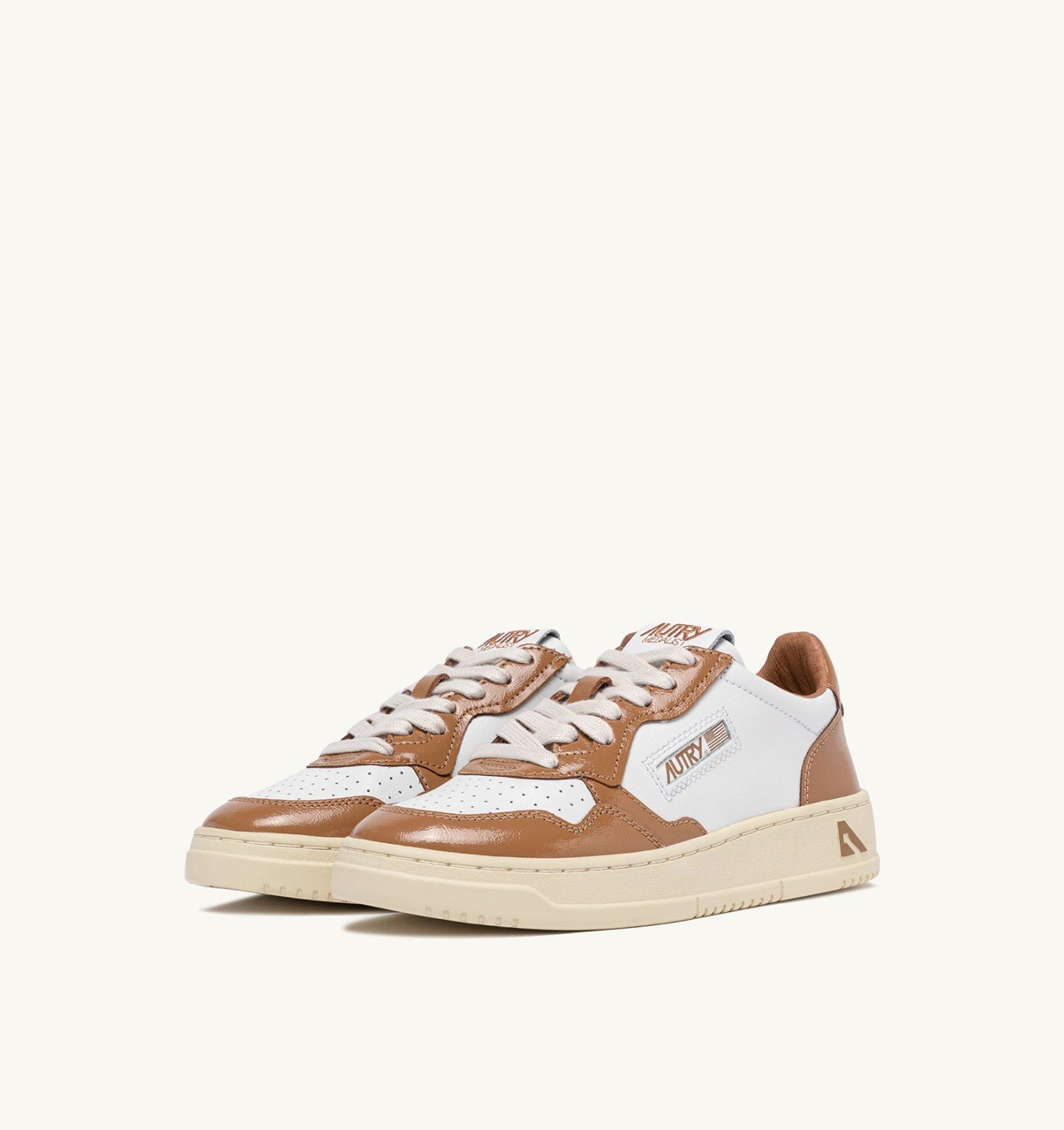 MEDALIST LOW SNEAKERS IN WHITE AND BROWN SUGAR LEATHER - 2