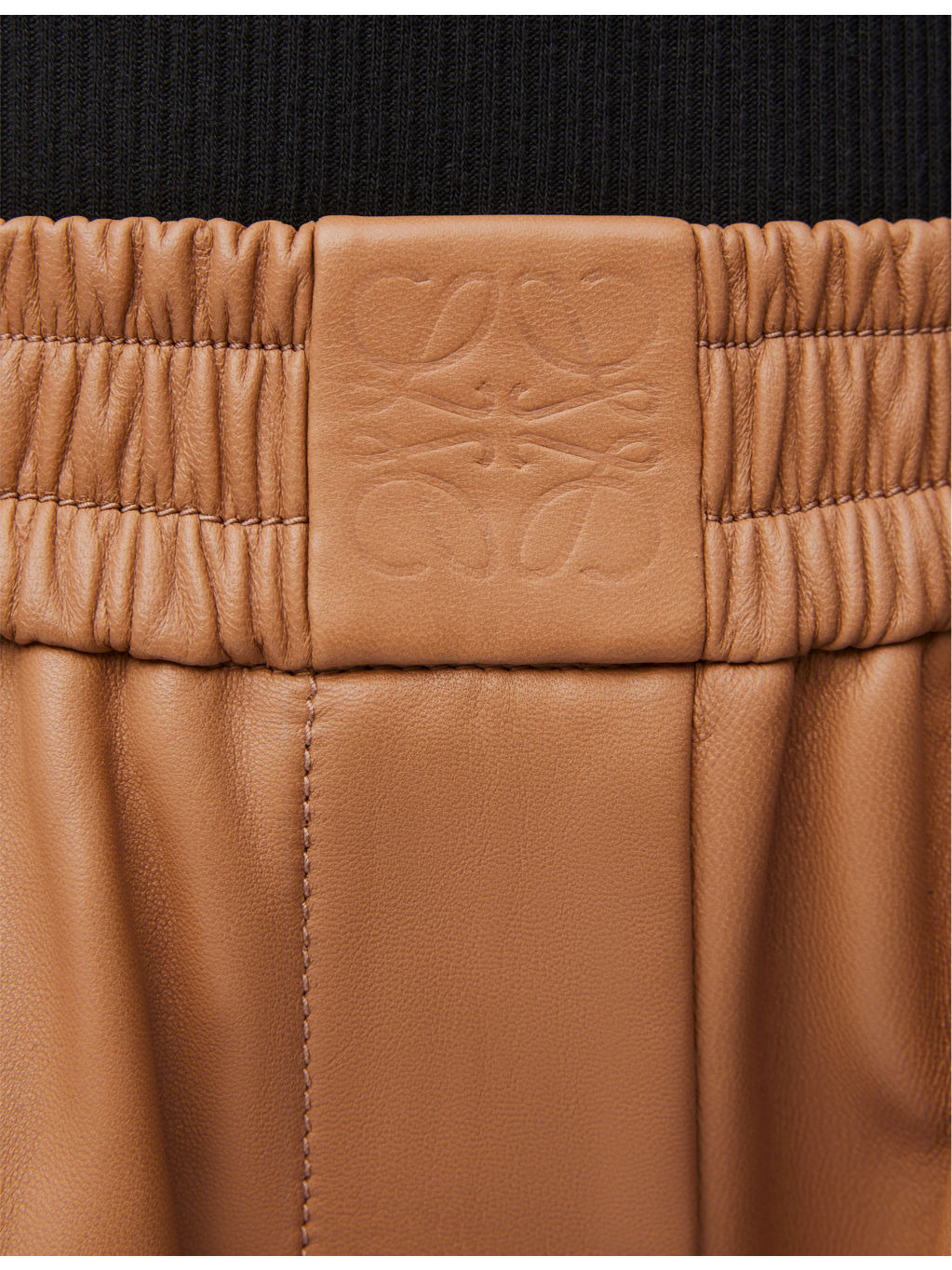 Brand-anagram cropped wide-leg leather trousers - 4