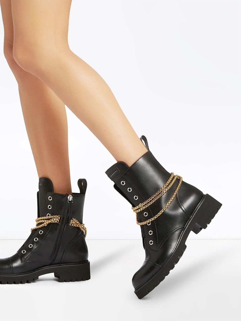 chain-trimmed combat boots - 5