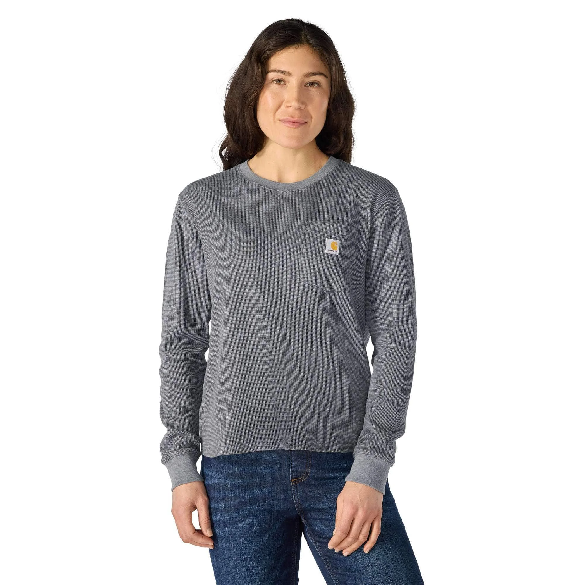 Women's Waffle Knit Loose LS T-Shirt - 1