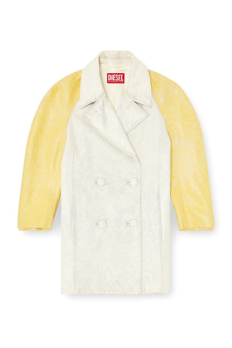 COCOON-SLEEVE PEACOAT IN CRACKED LEATHER 1