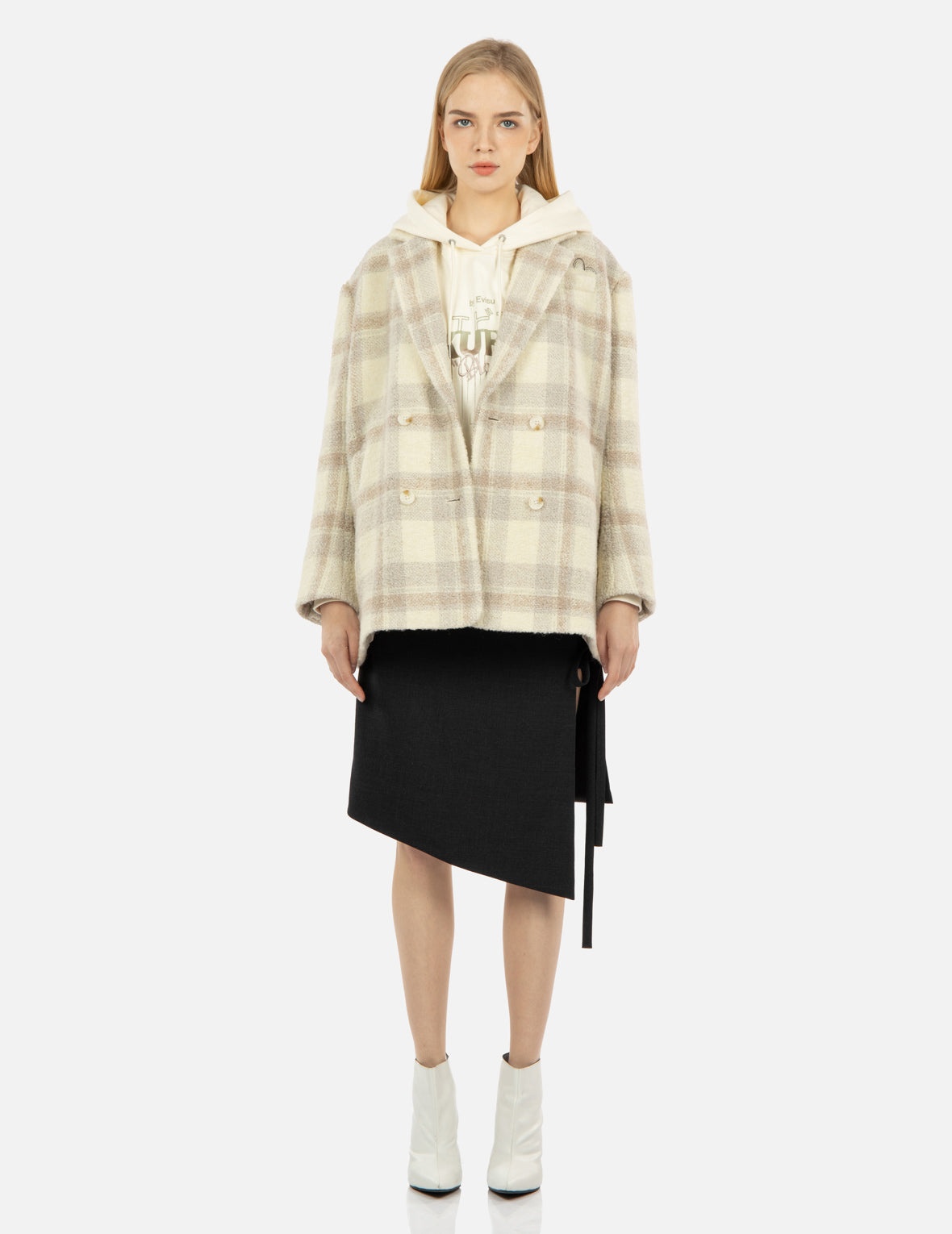 Gradient Logo Embroidery Plaid Blazer - 6