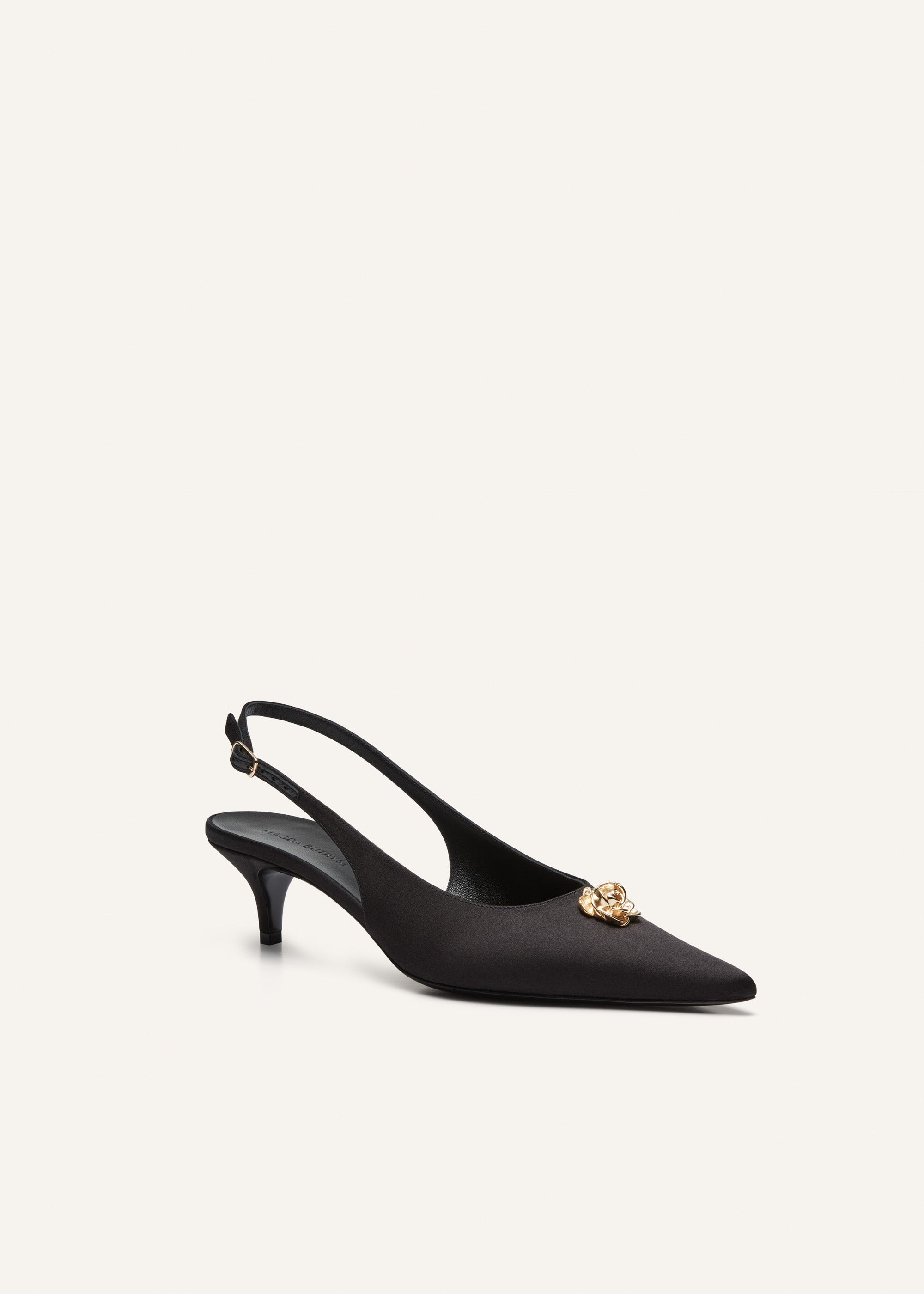 Slingback rosette kitten heels in gold rose - 2