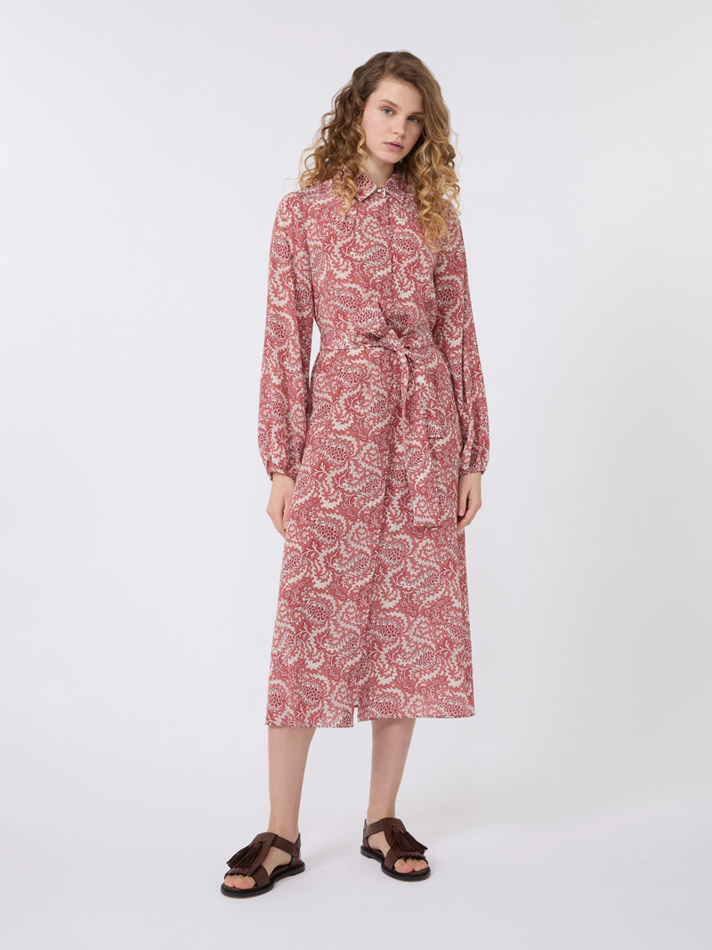 UBICATO Printed silk shirt dress - CHERRY 3