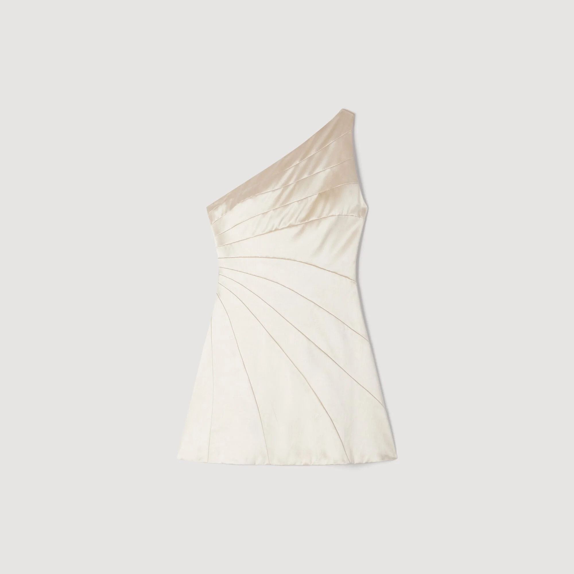 MINI ONE-SHOULDER SATIN-EFFECT DRESS - 1