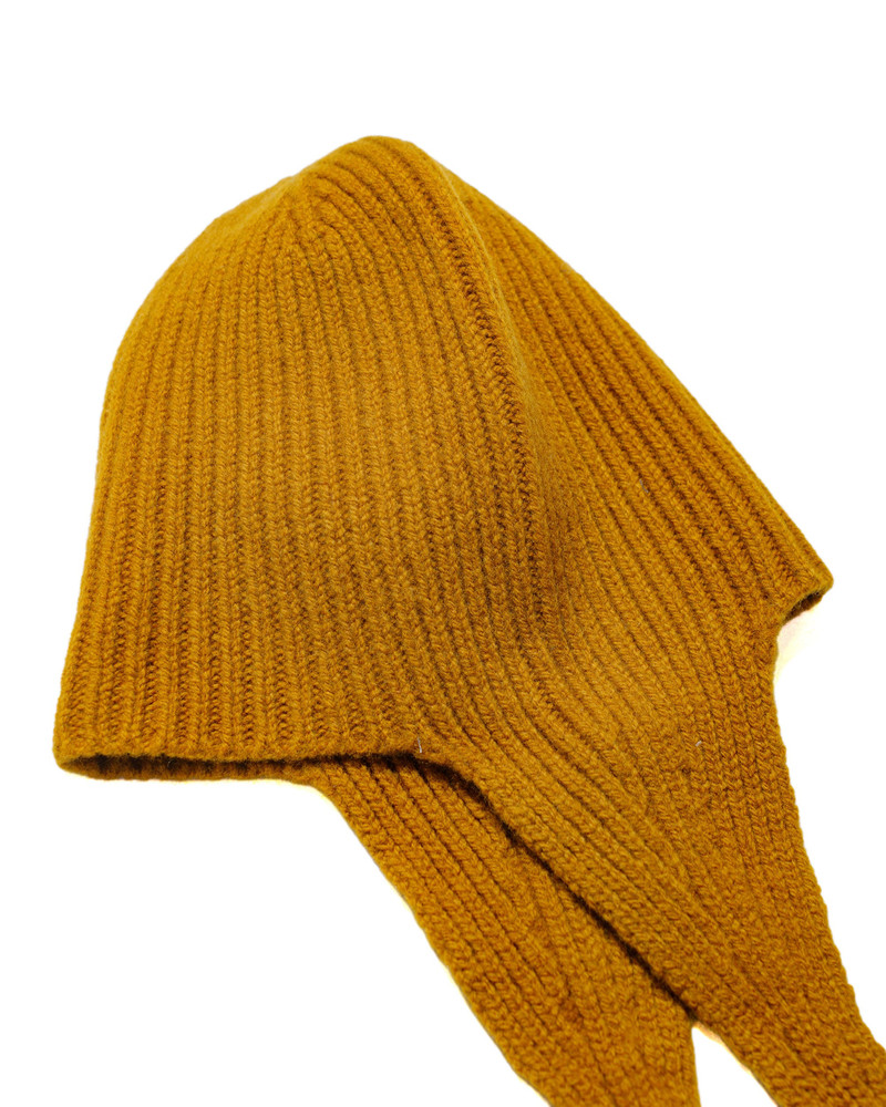 MARGARET HOWELL MHL Ear Flap Hat Soft Spun Wool Mustard outlook