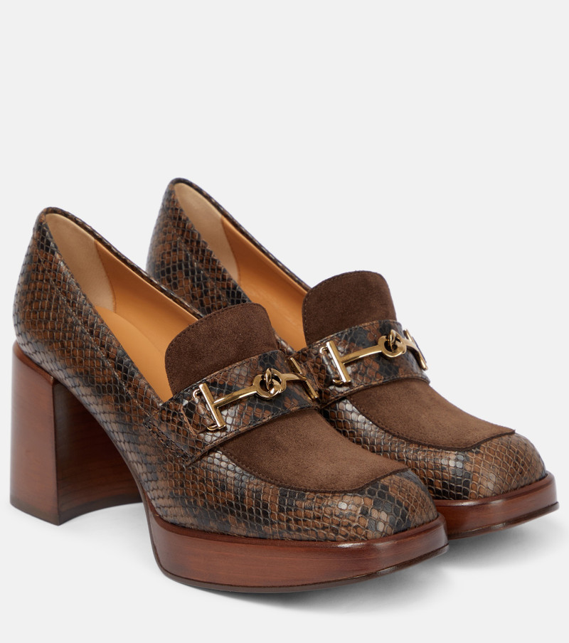 Snake-effect leather loafer pumps 1