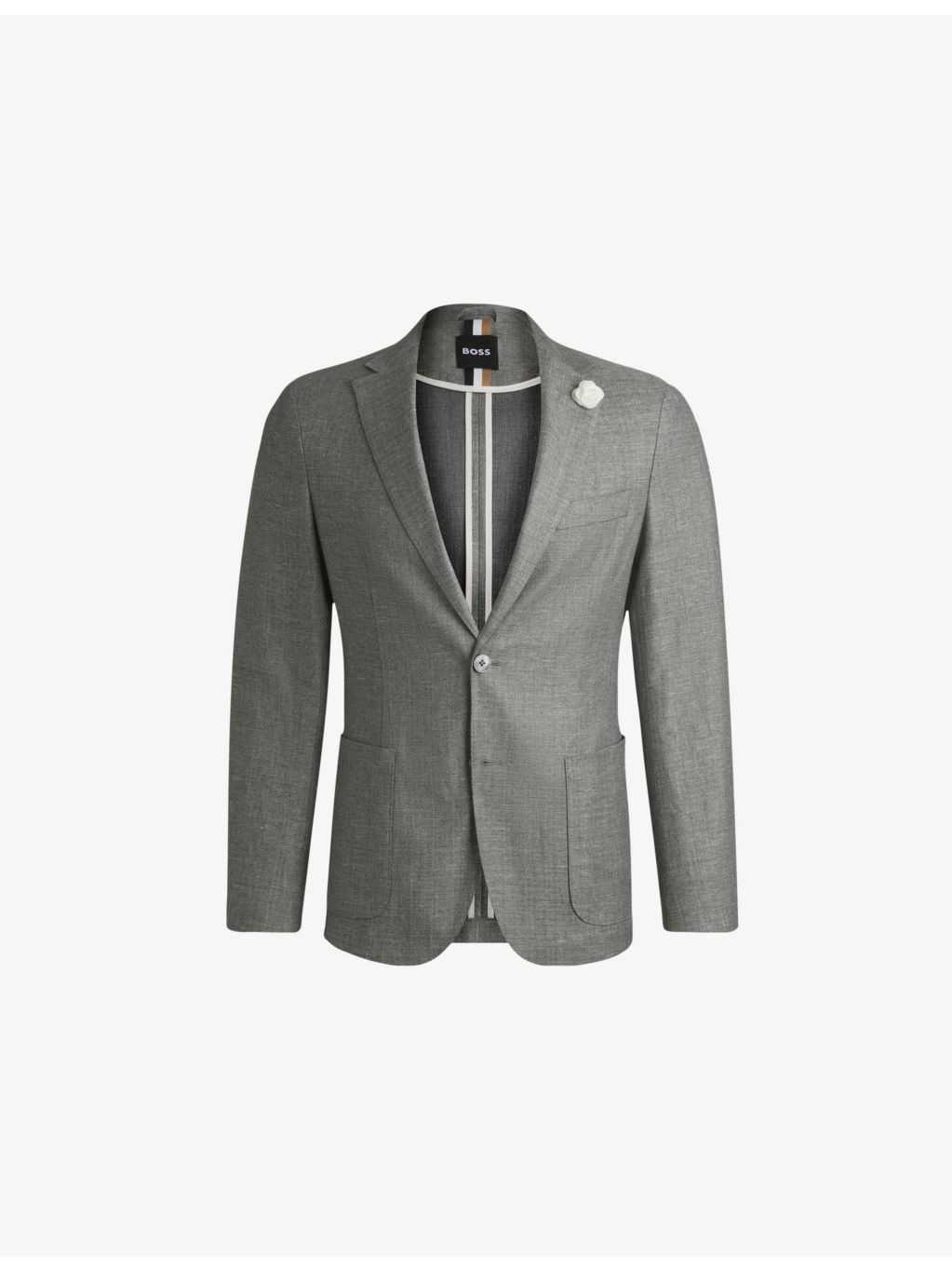 Notched-Lapel Single-Breasted Slim-Fit Woven Blazer - 1