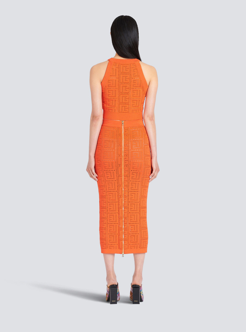 Eco-designed knit crop top with Balmain monogram 4