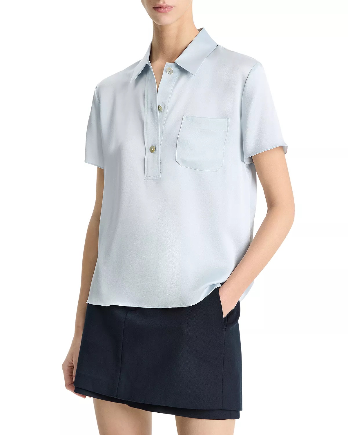 Silk Short Sleeve Polo Shirt - 1