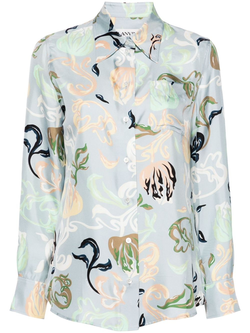 graphic-print silk shirt - 1