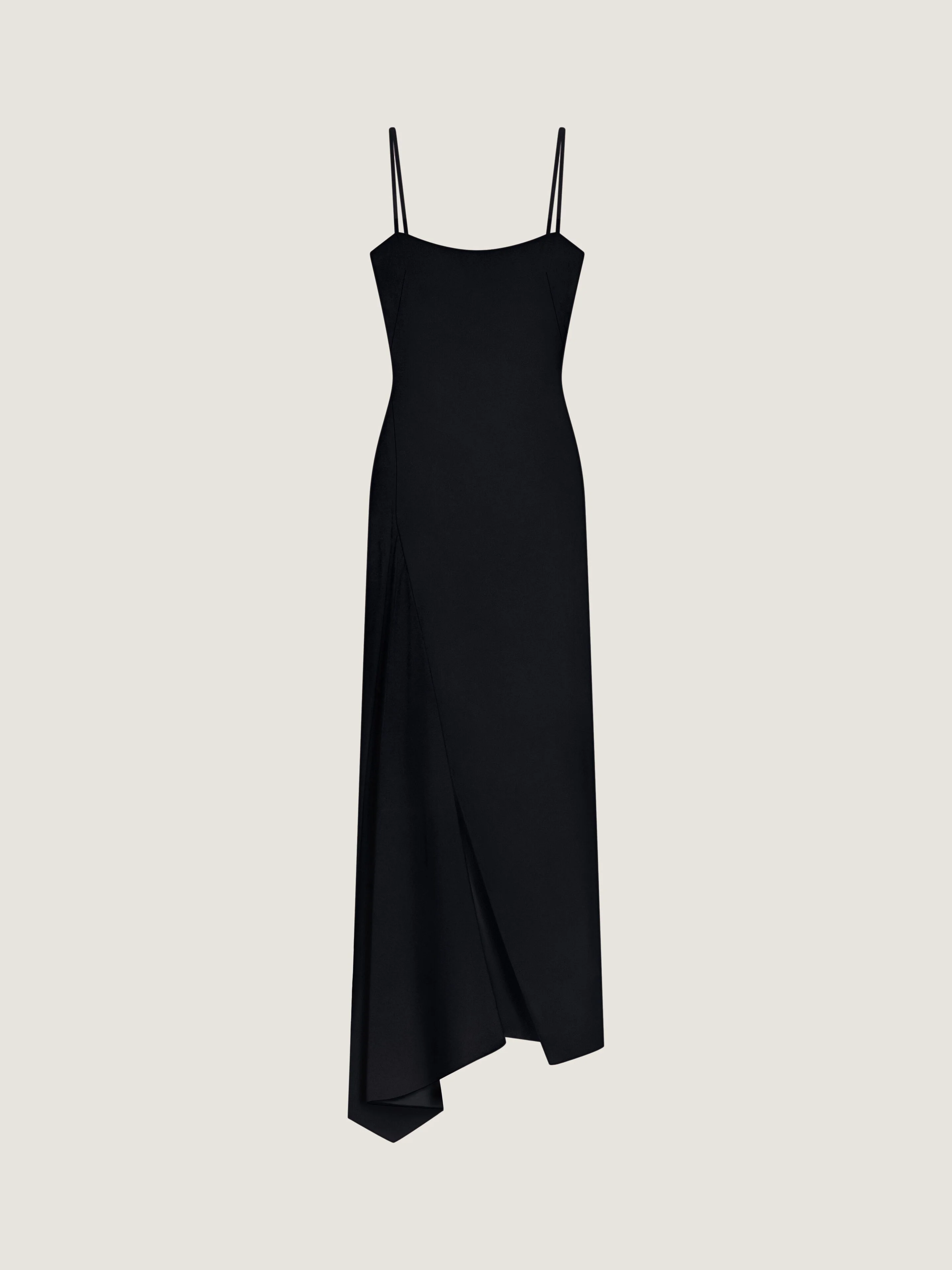 SLICED LONG SLASHED DRESS IN CREPE CADY - 1