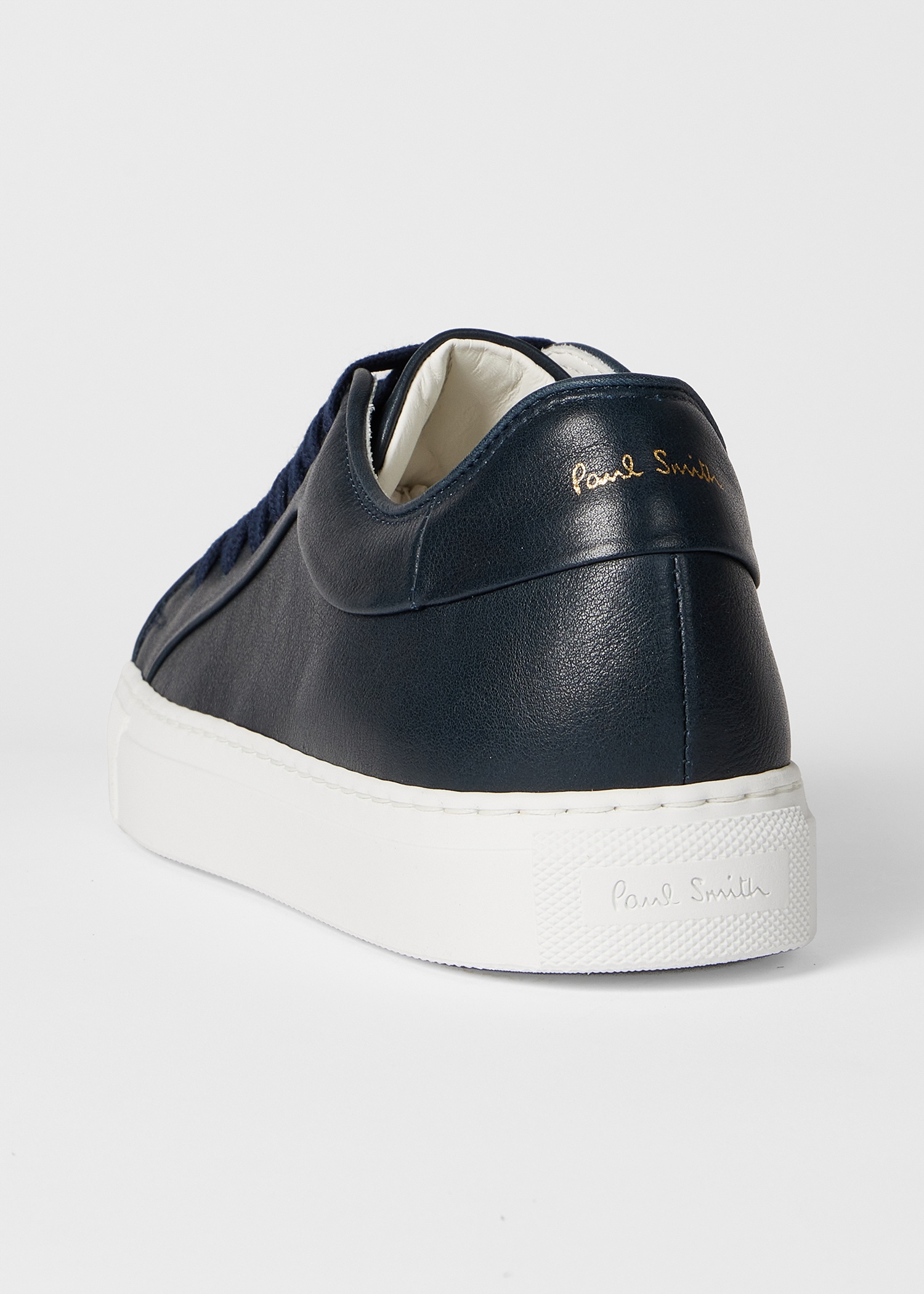 Women's Navy Basso Leather Trainers - 3