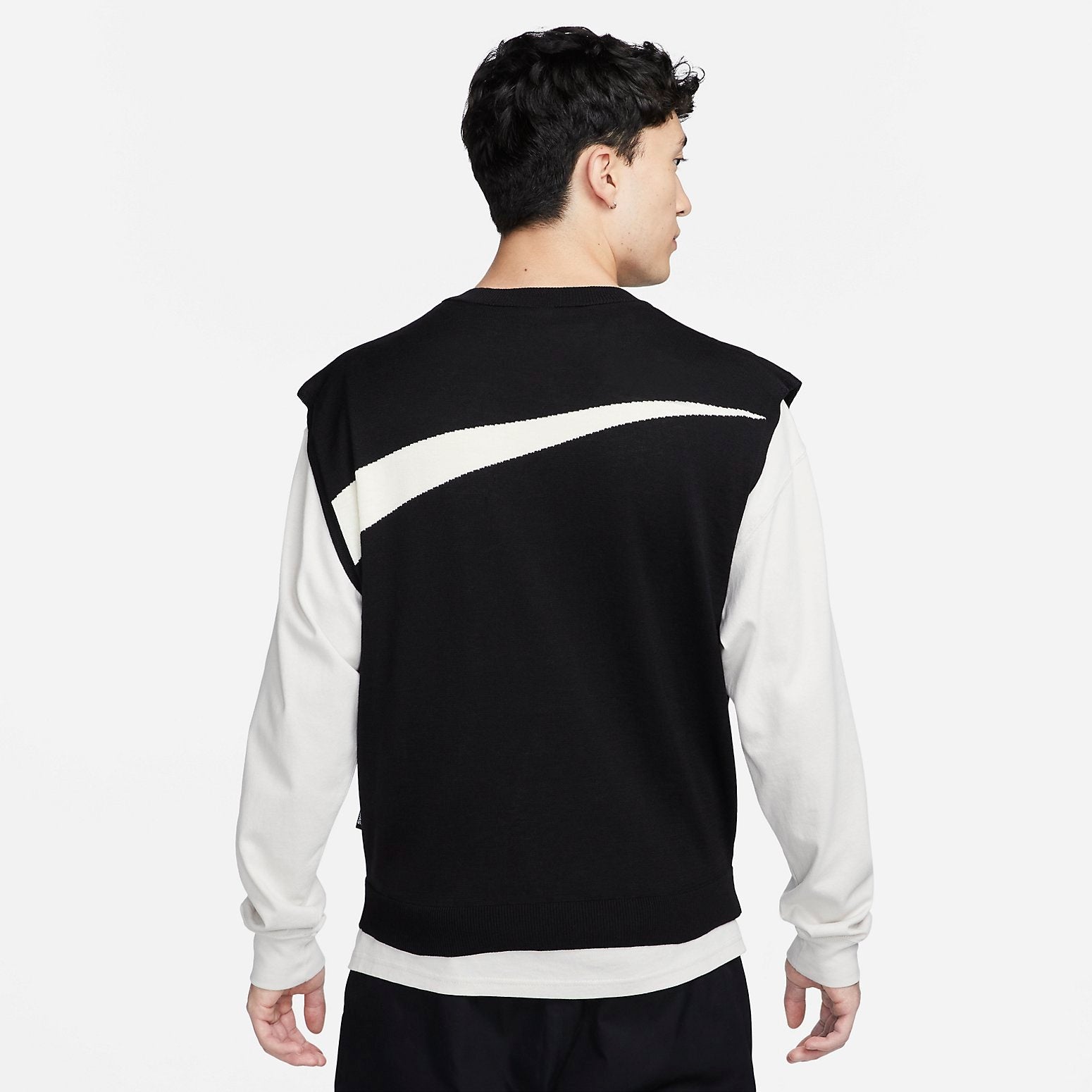 Nike Swoosh Sweater Vest 'Black White' FD2874-010 - 2