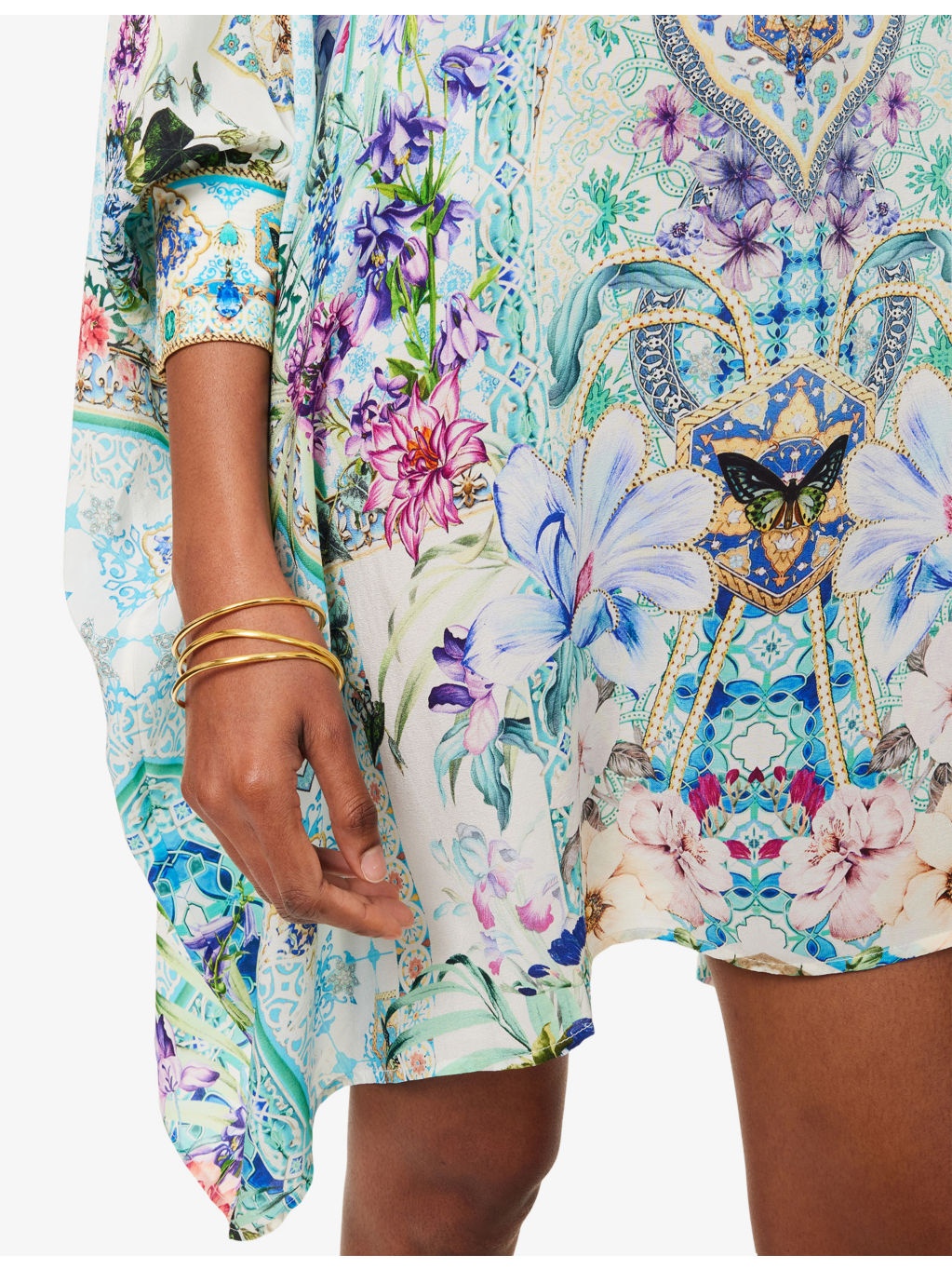 Sunrise In Sintra V-Neck Silk Kaftan - 5