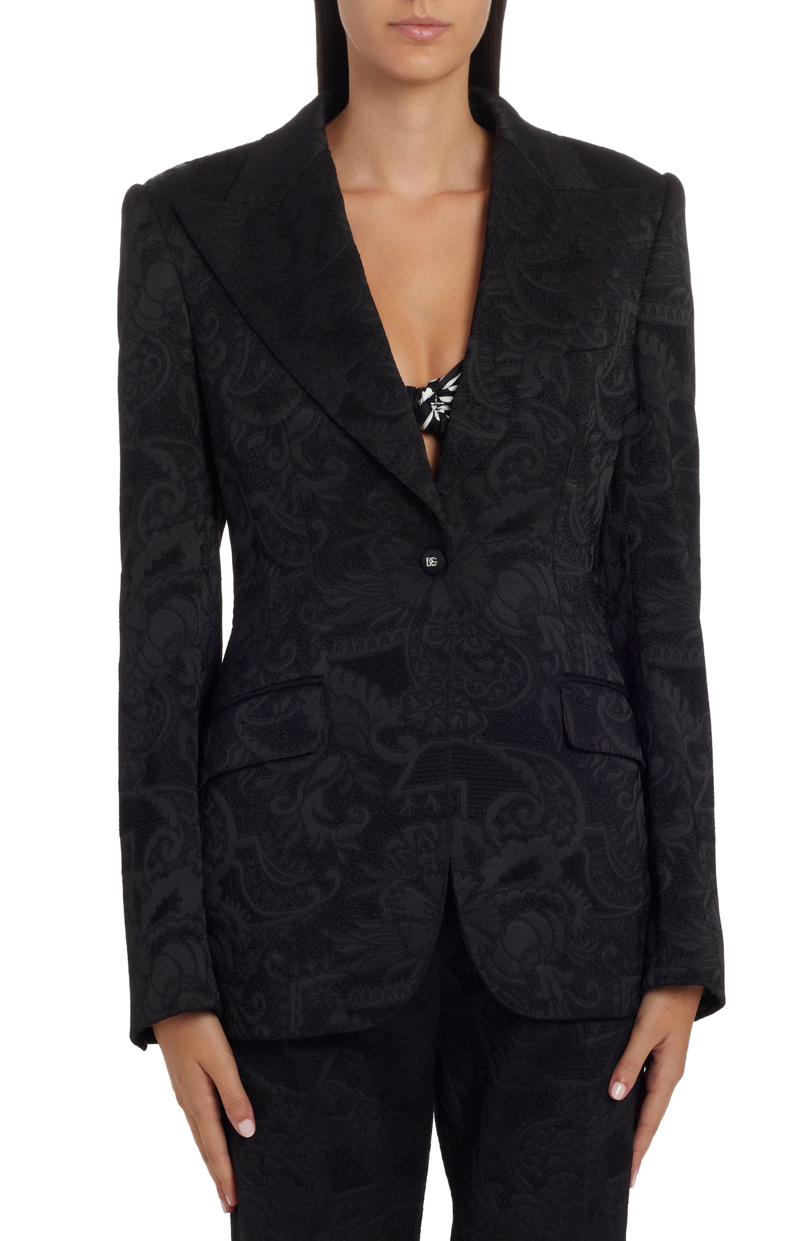 Dolce&Gabbana Floral Jacquard Blazer in Black at Nordstrom - 4