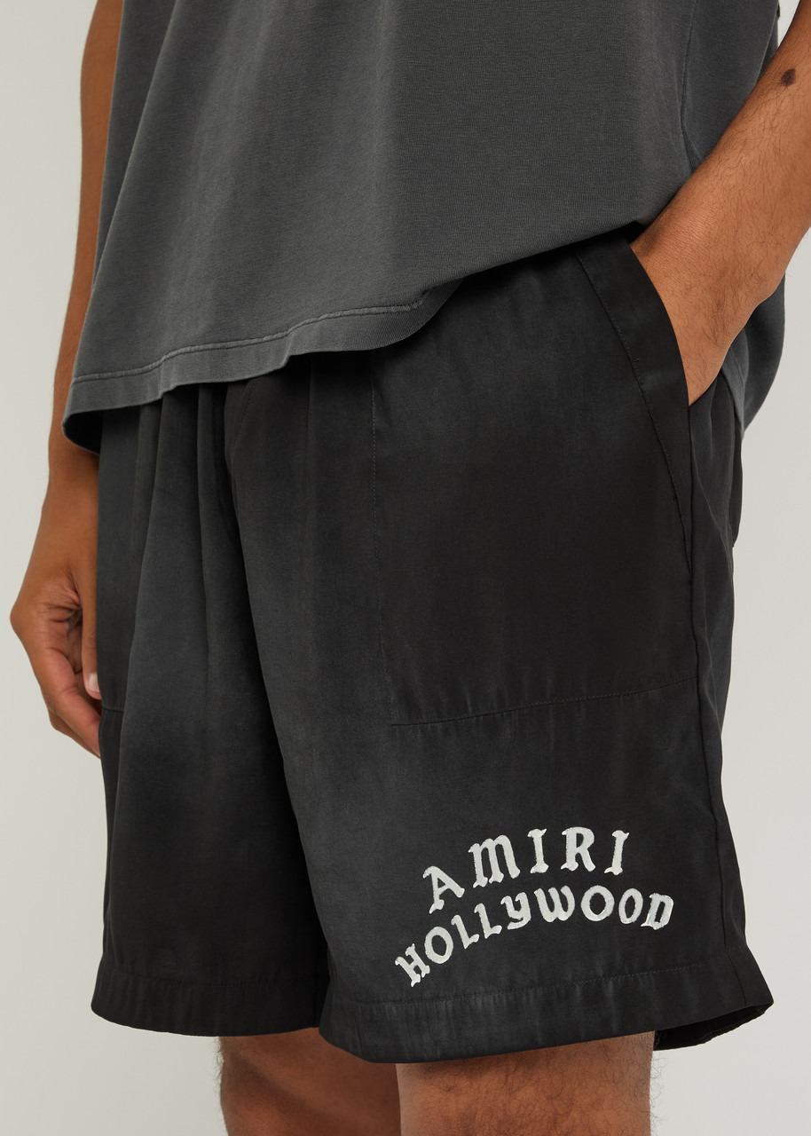 Amiri Hollywood Logo Silk Shorts - 5