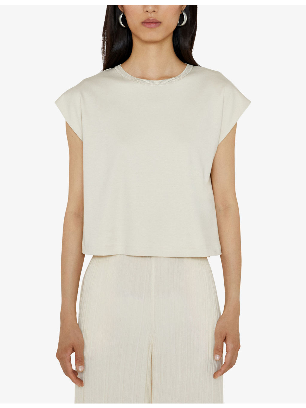 Cropped Poplin-Panel Cotton-Jersey T-Shirt - 3