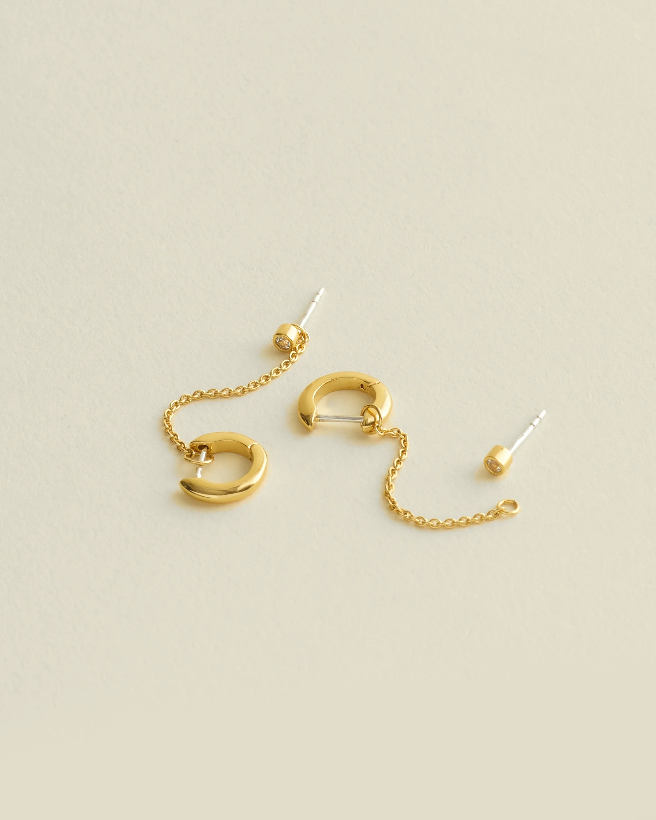 Demi-Fine Chain Huggie Hoop Earrings - 1