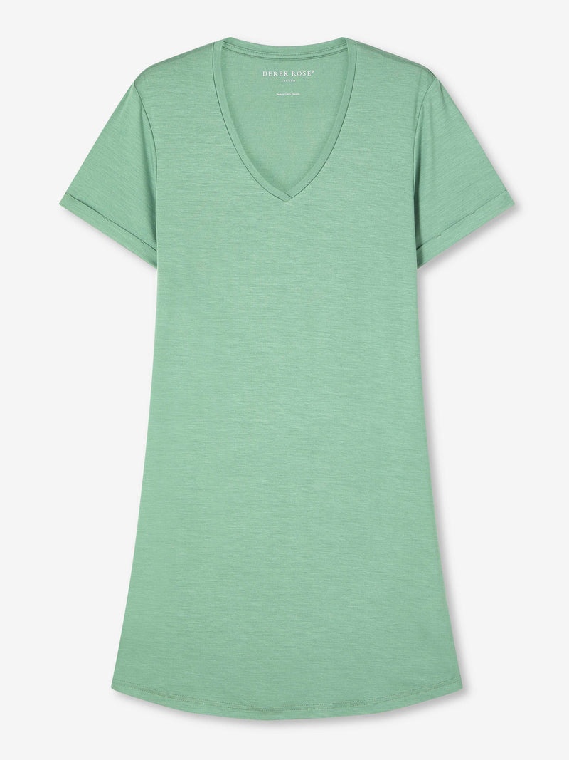 Women's V-Neck Sleep T-Shirt Lara Micro Modal Stretch Sage Green - 1