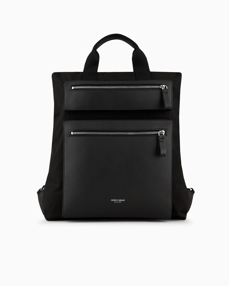 ASV CONVERTIBLE SHOPPER BAG IN NYLON AND PEBBLED LEATHER 1